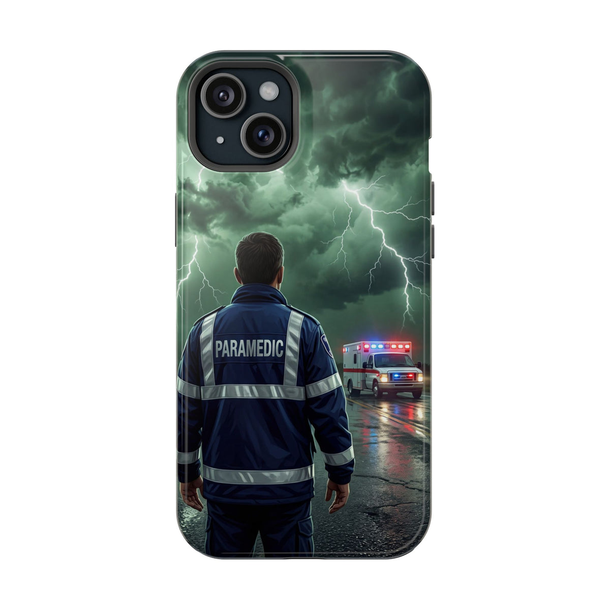 Paramedic Green Storm Phone Case — Magnetic Wireless Charging Cover