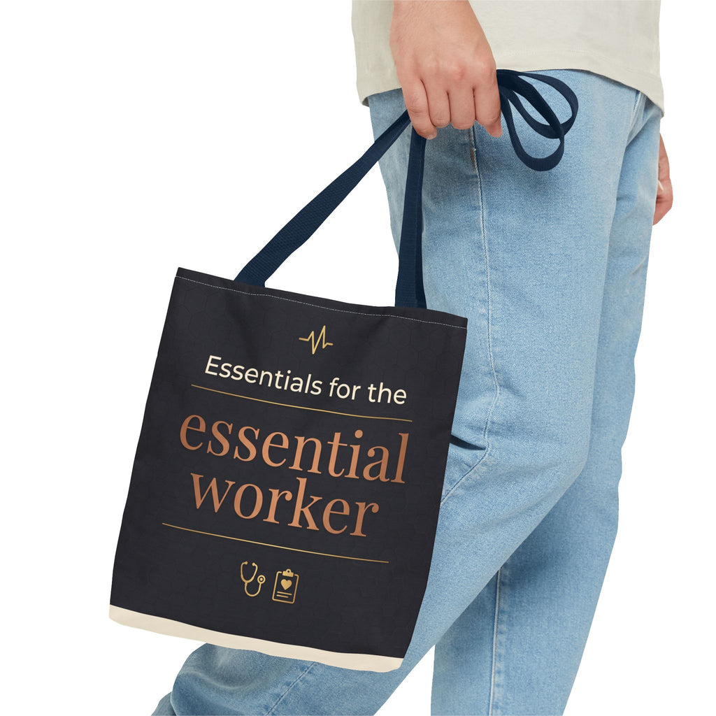 Essentials for the Essential Worker Tote | Healthcare Worker Gift Tote Bag | Nurse Doctor Appreciation Gift | Premium Polyester Carry-All
