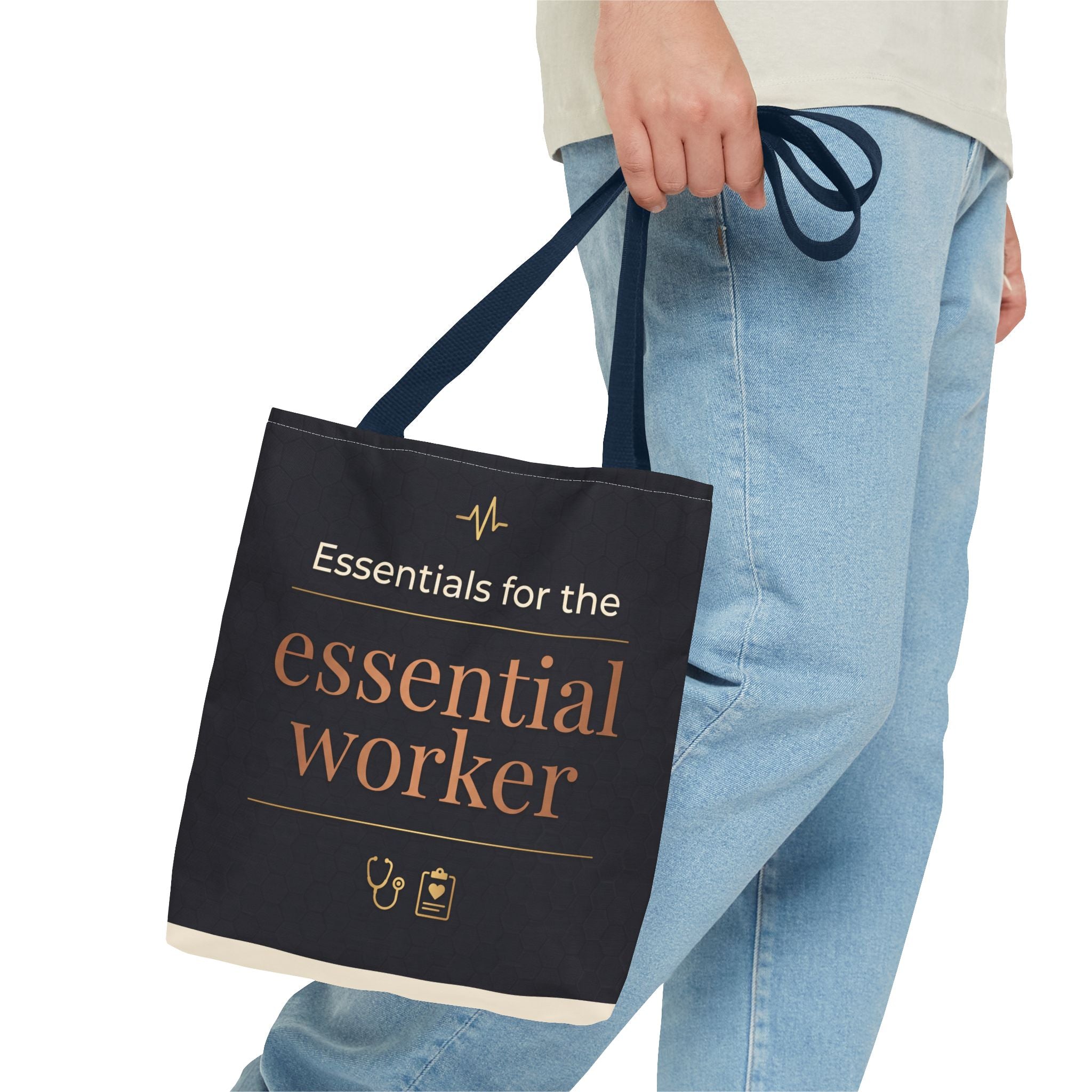 Essentials for the Essential Worker Tote | Healthcare Worker Gift Tote Bag | Nurse Doctor Appreciation Gift | Premium Polyester Carry-All