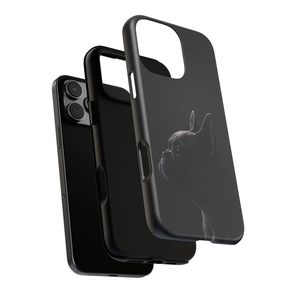Silhouette French Bulldog Phone Case | Minimalist Black-on-Black Frenchie Profile | iPhone & Samsung