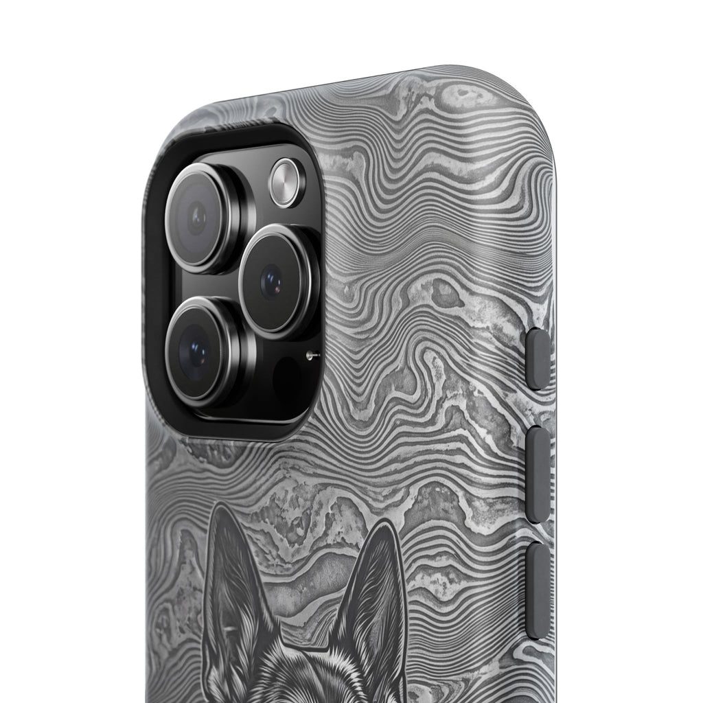 German Shepherd Phone Case | Damascus Art — Tough Magnetic Case with Wireless Charging