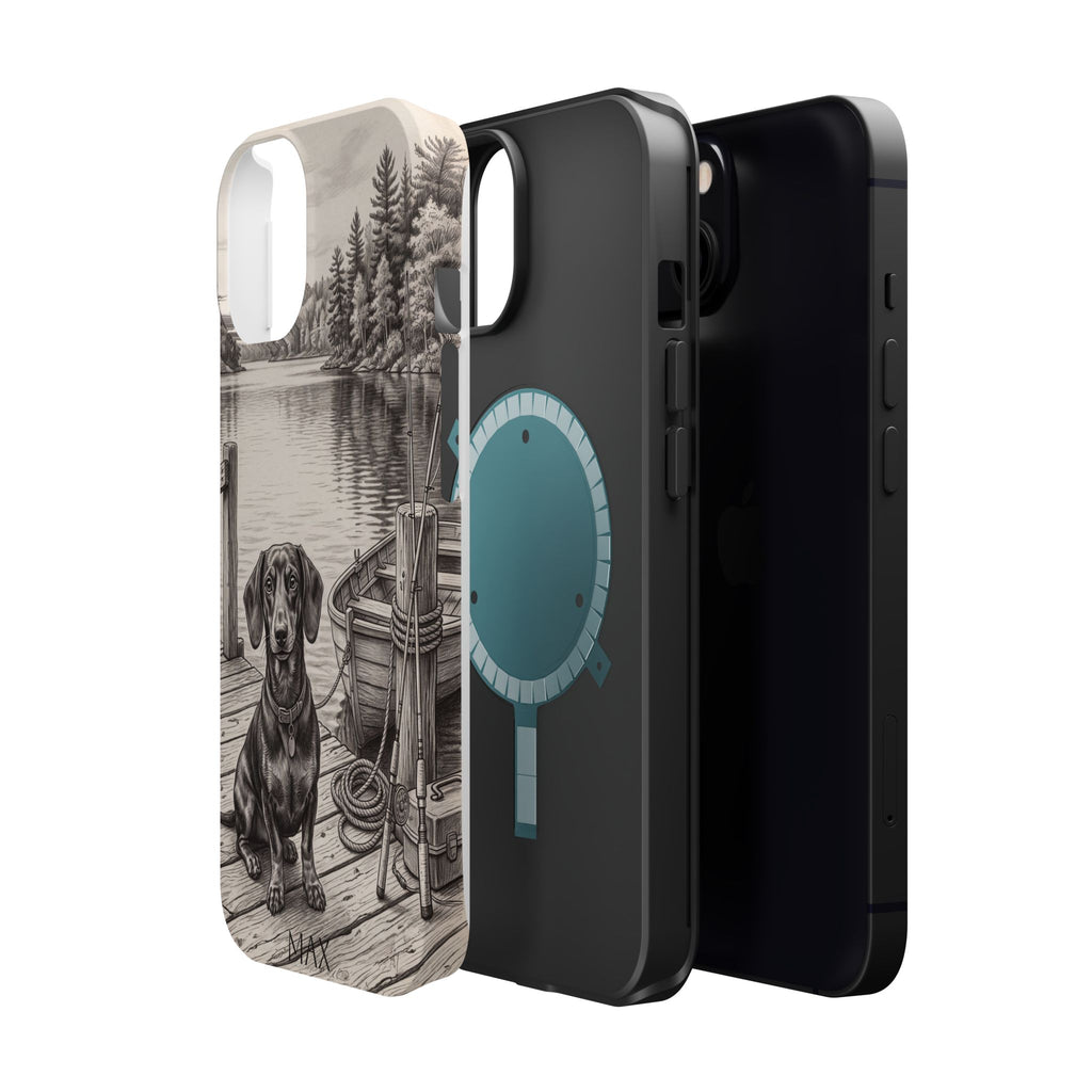 Personalized Dachshund Sunset Beach Phone Case — Wireless Charging Cover