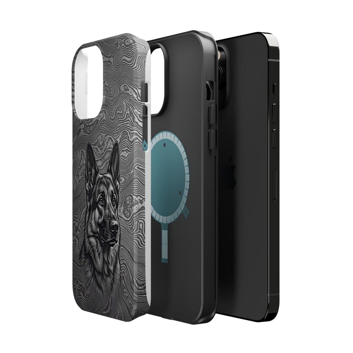 German Shepherd Phone Case | Damascus Art — Tough Magnetic Case with Wireless Charging