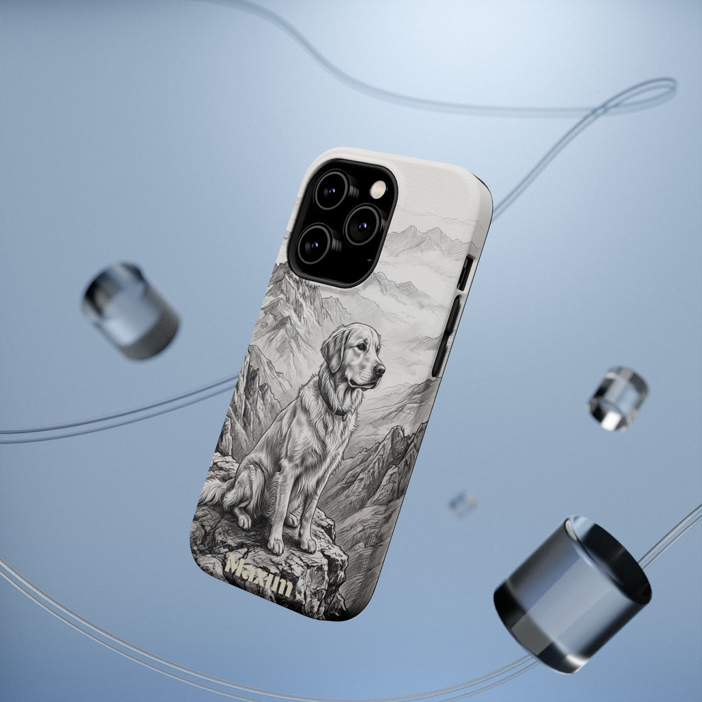 Personalized Golden Retriever Mountain Peak Phone Case — Wireless Charging Cover