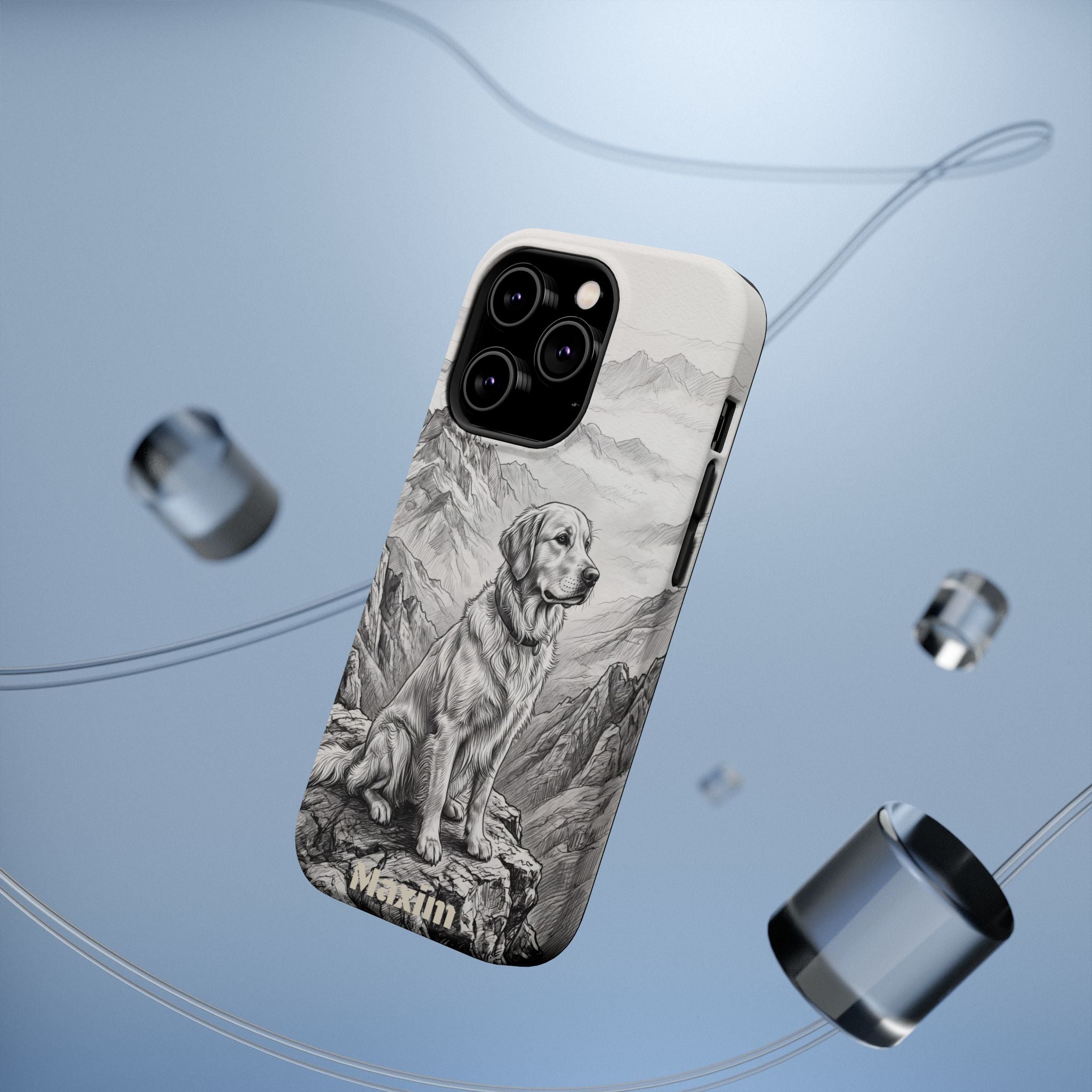 Personalized Golden Retriever Mountain Peak Phone Case — Wireless Charging Cover