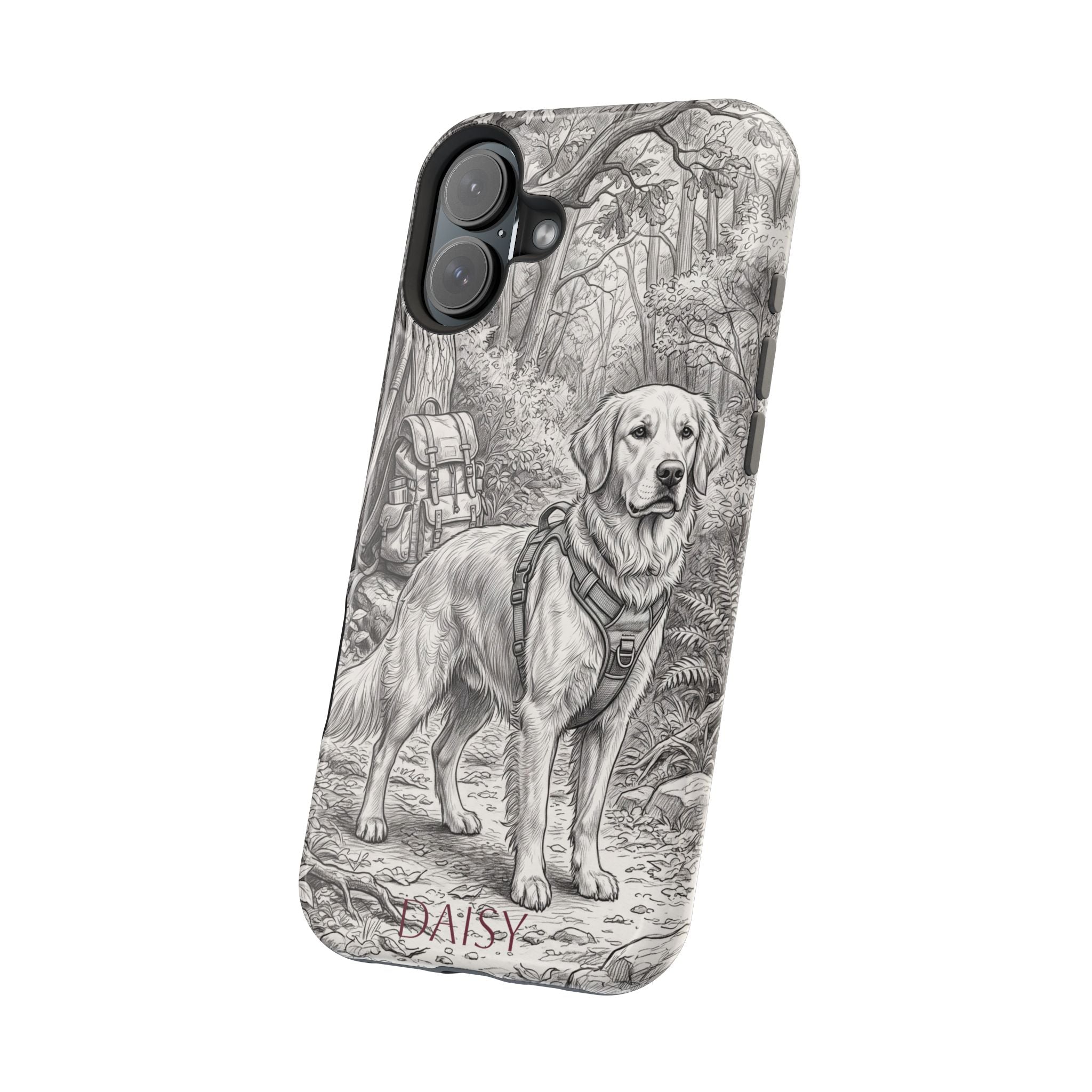 Personalized Golden Retriever Woodland Trail Phone Case — Wireless Charging Cover