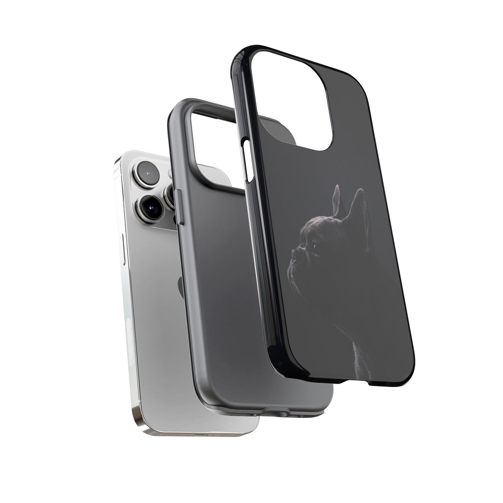 Silhouette French Bulldog Phone Case | Minimalist Black-on-Black Frenchie Profile | iPhone & Samsung