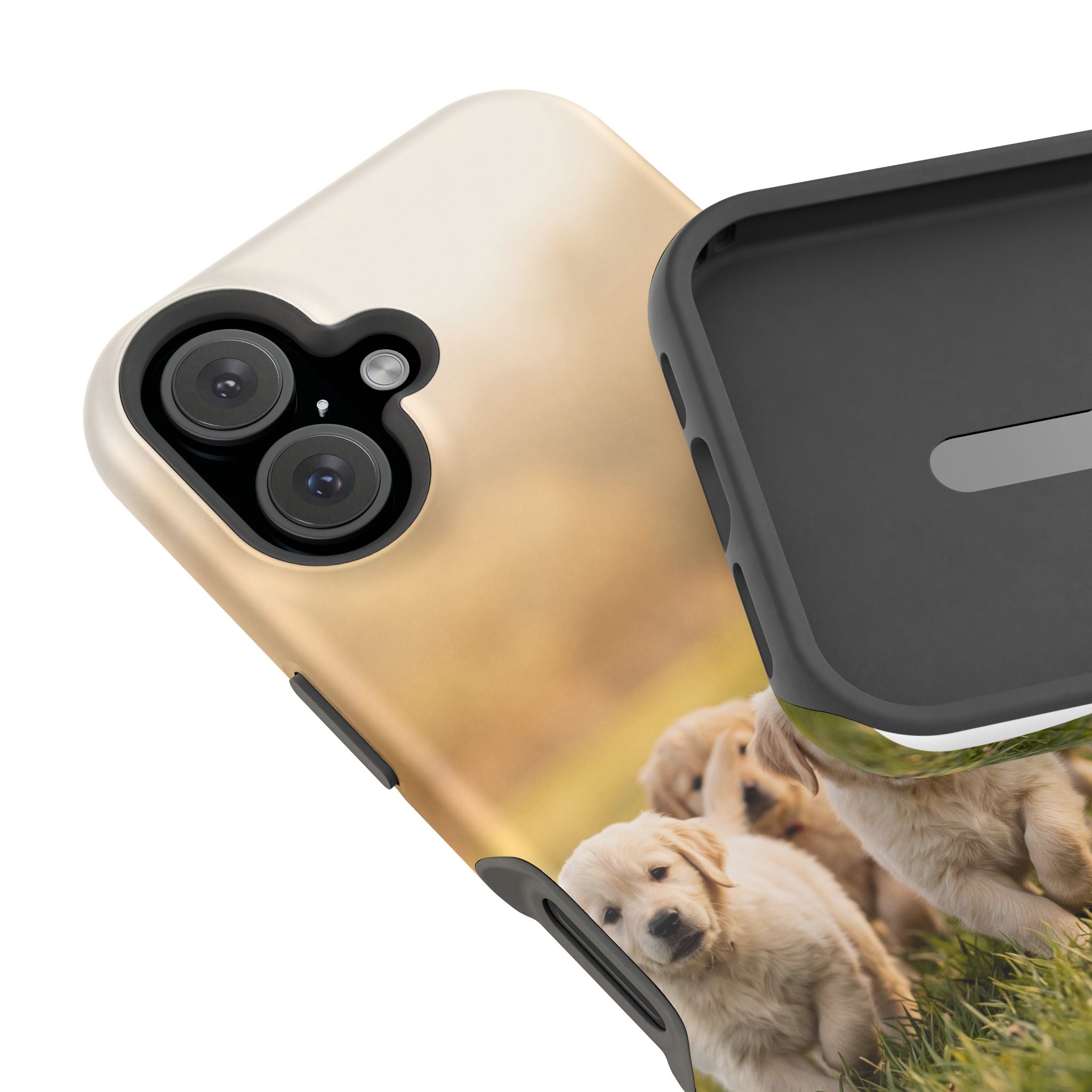 Golden Retriever Puppies Phone Case — Impact-Resistant Wireless Charging Cover