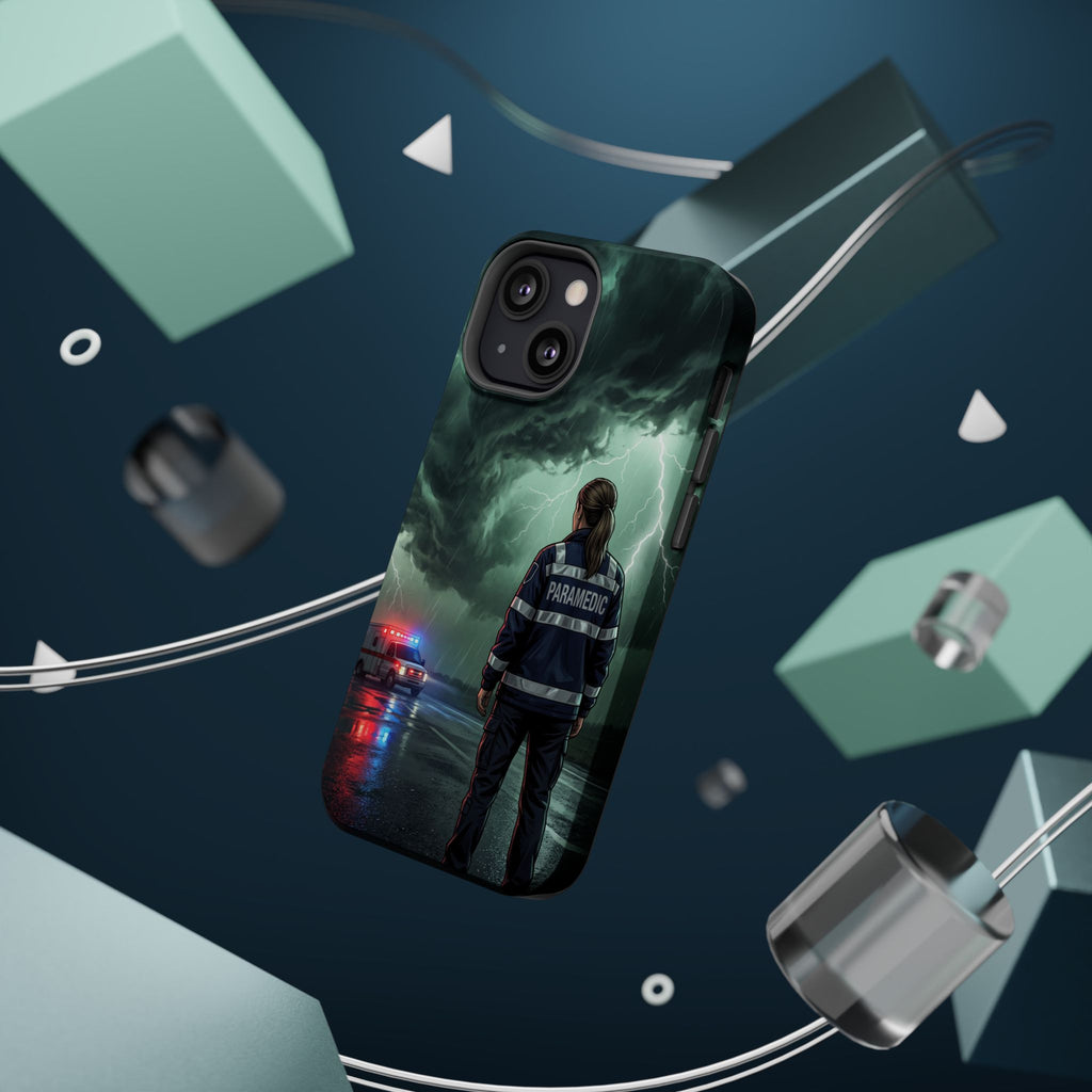 Female Paramedic Green Storm Phone Case — Magnetic Wireless Charging Cover