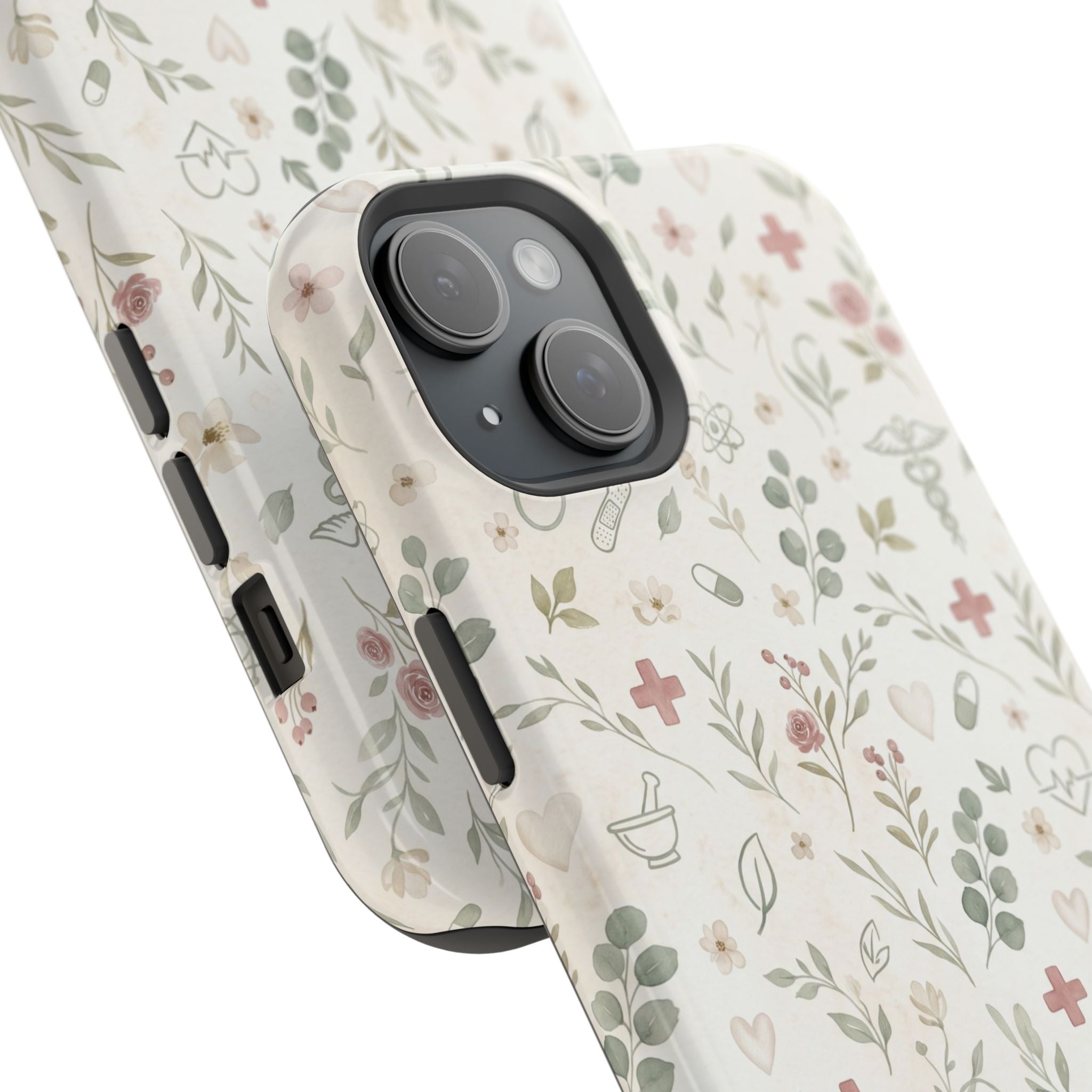 Floral Nurse Phone Case — Impact-Resistant Wireless Charging Cover