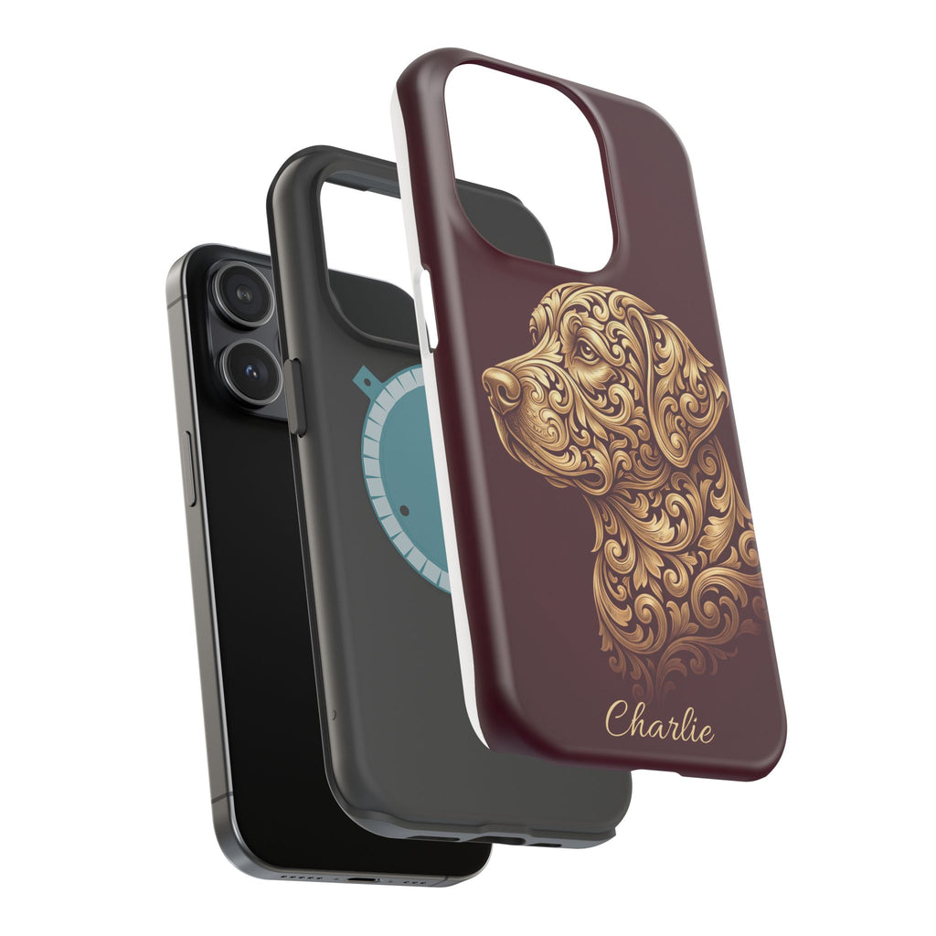 Personalized Gold Filigree Labrador Phone Case — Tough Magnetic Case with Wireless Charging