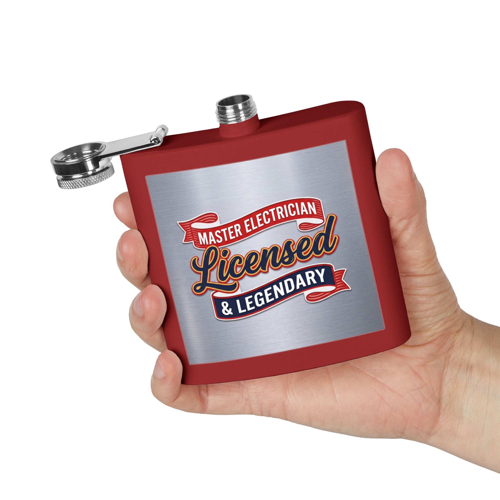 Flask — "Master Electrician: Licensed & Legendary" (Crest Edition) 6oz Stainless Steel Hip Flask