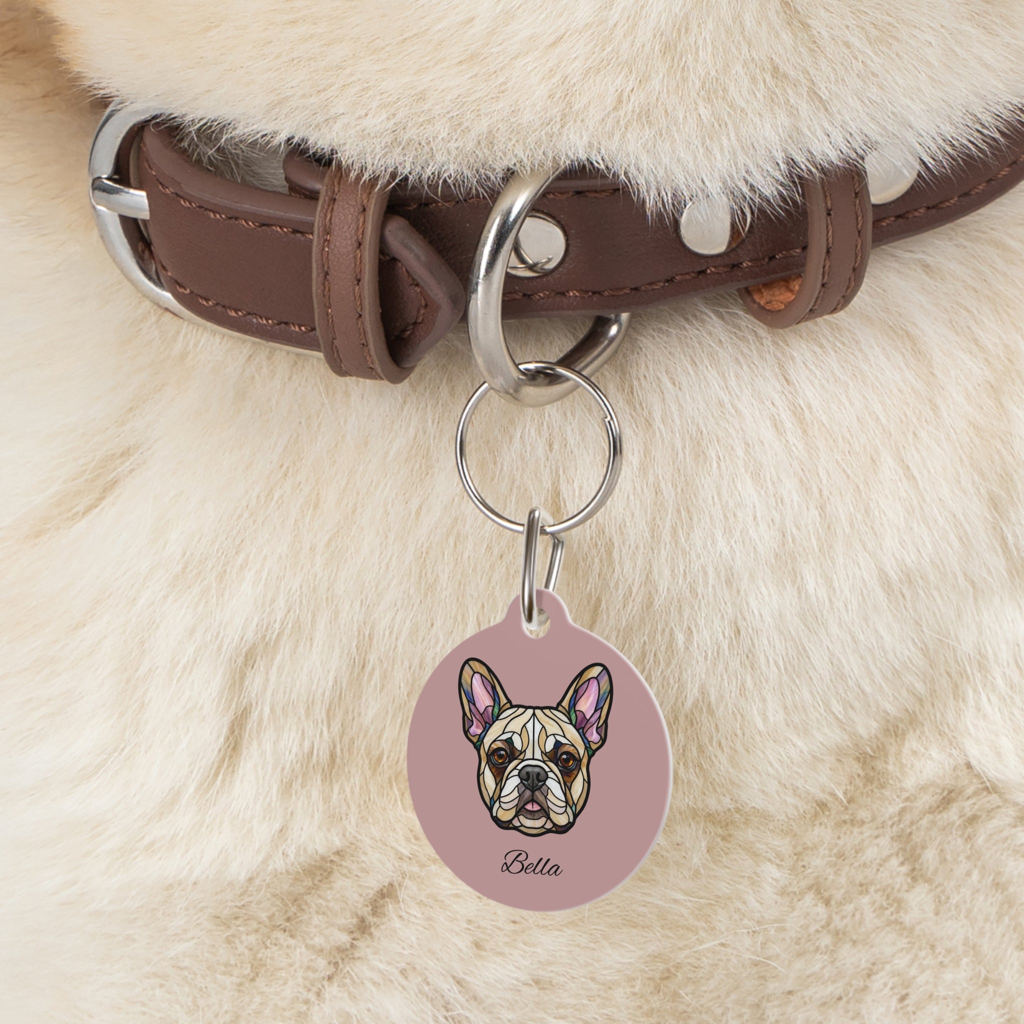 Personalized French Bulldog Peeking Pet Tag – Custom Photo & Name Tag