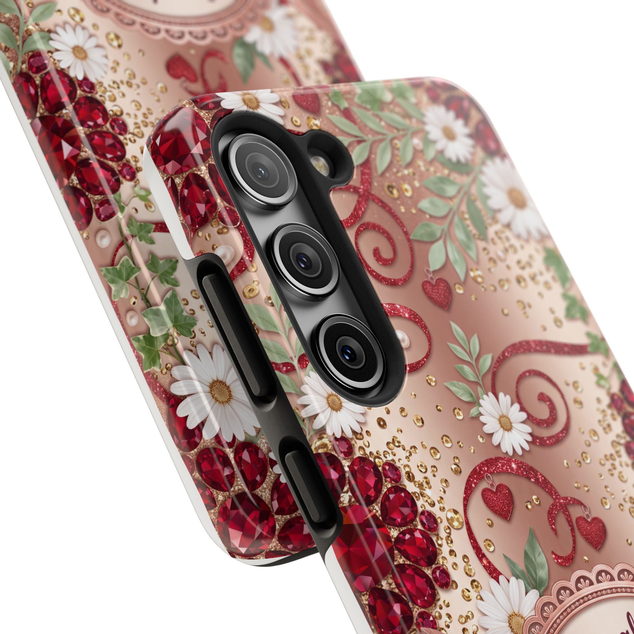 Personalized Teacher Phone Case — Custom Name and Message - Floral Jeweled Design