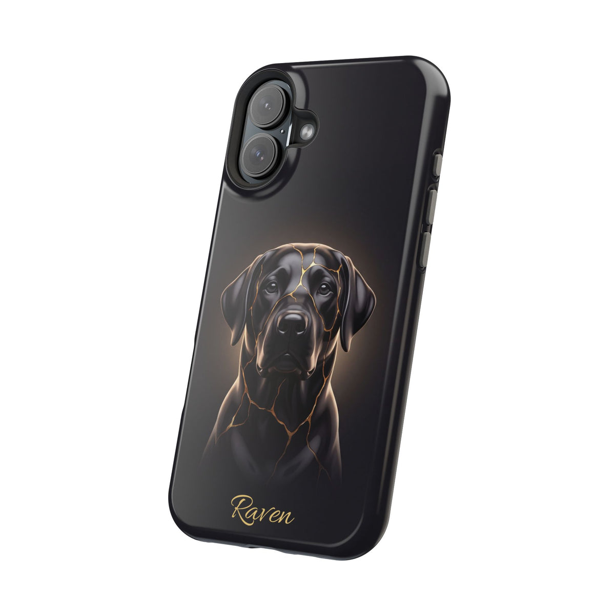 Personalized Obsidian Kintsugi Labrador Phone Case — Tough Magnetic Case with Wireless Charging