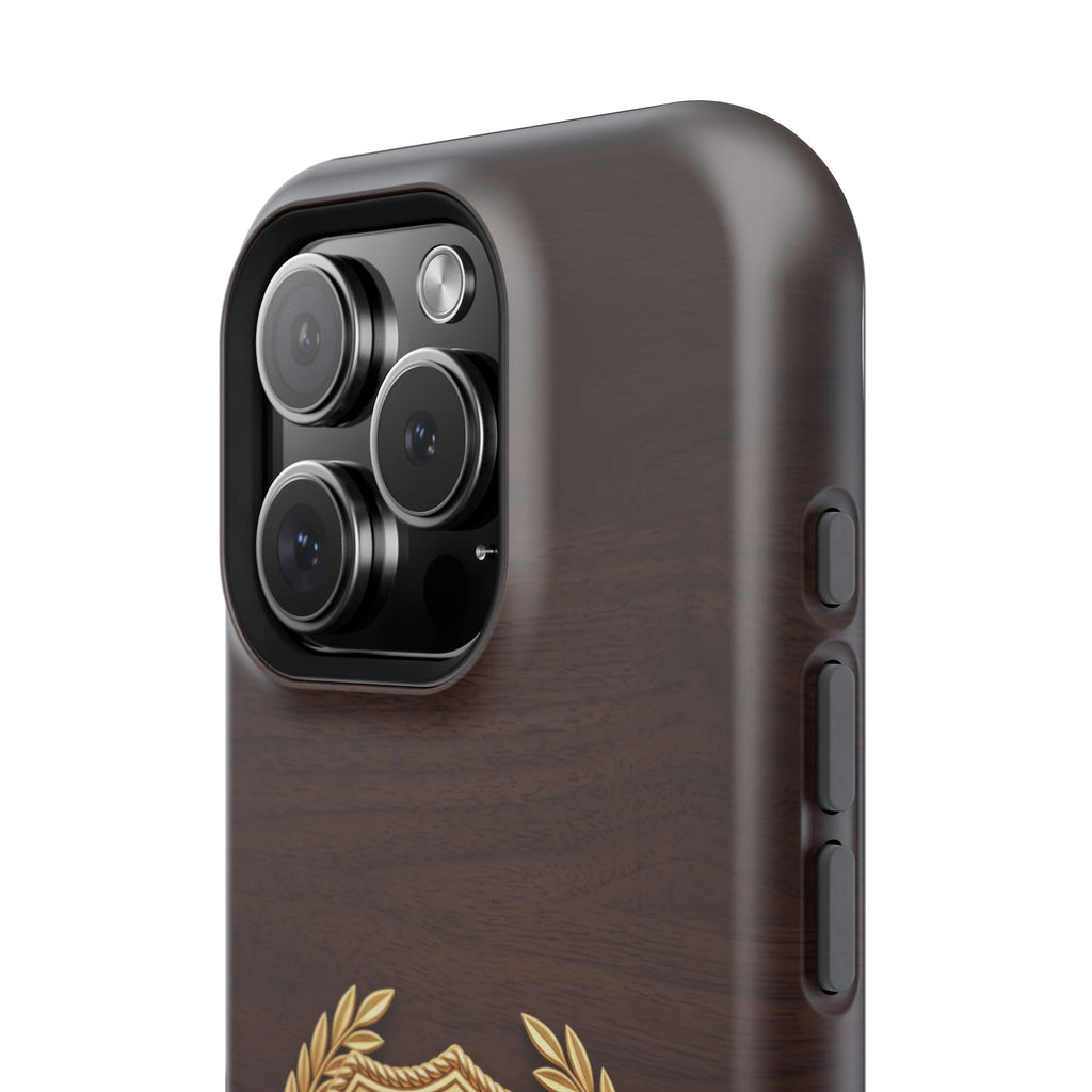 Gold Paramedic Laurel Badge Wood Phone Case — Magnetic Wireless Charging Cover