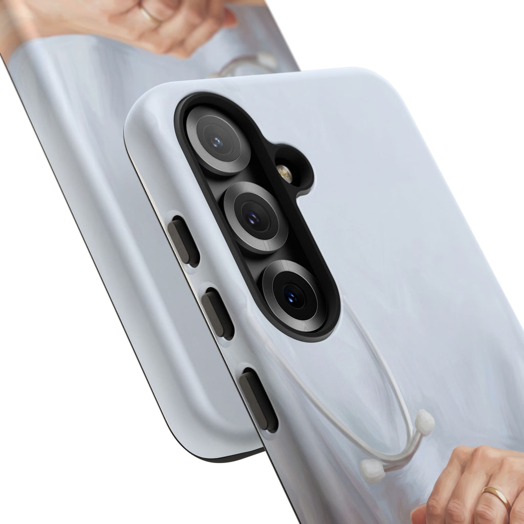 Nurse's Comforting Hands Phone Case | Caring Hands & Stethoscope Illustration | iPhone & Samsung