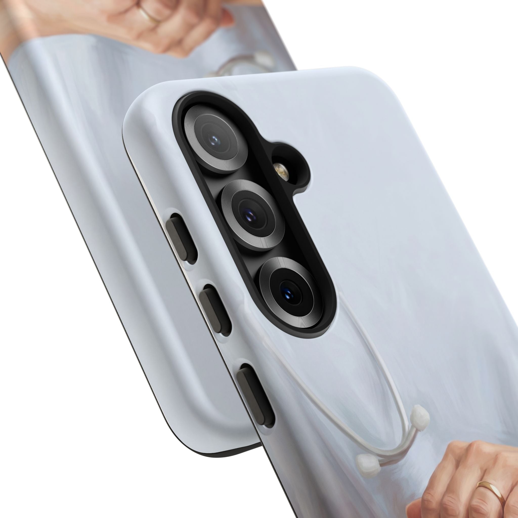Nurse's Comforting Hands Phone Case | Caring Hands & Stethoscope Illustration | iPhone & Samsung