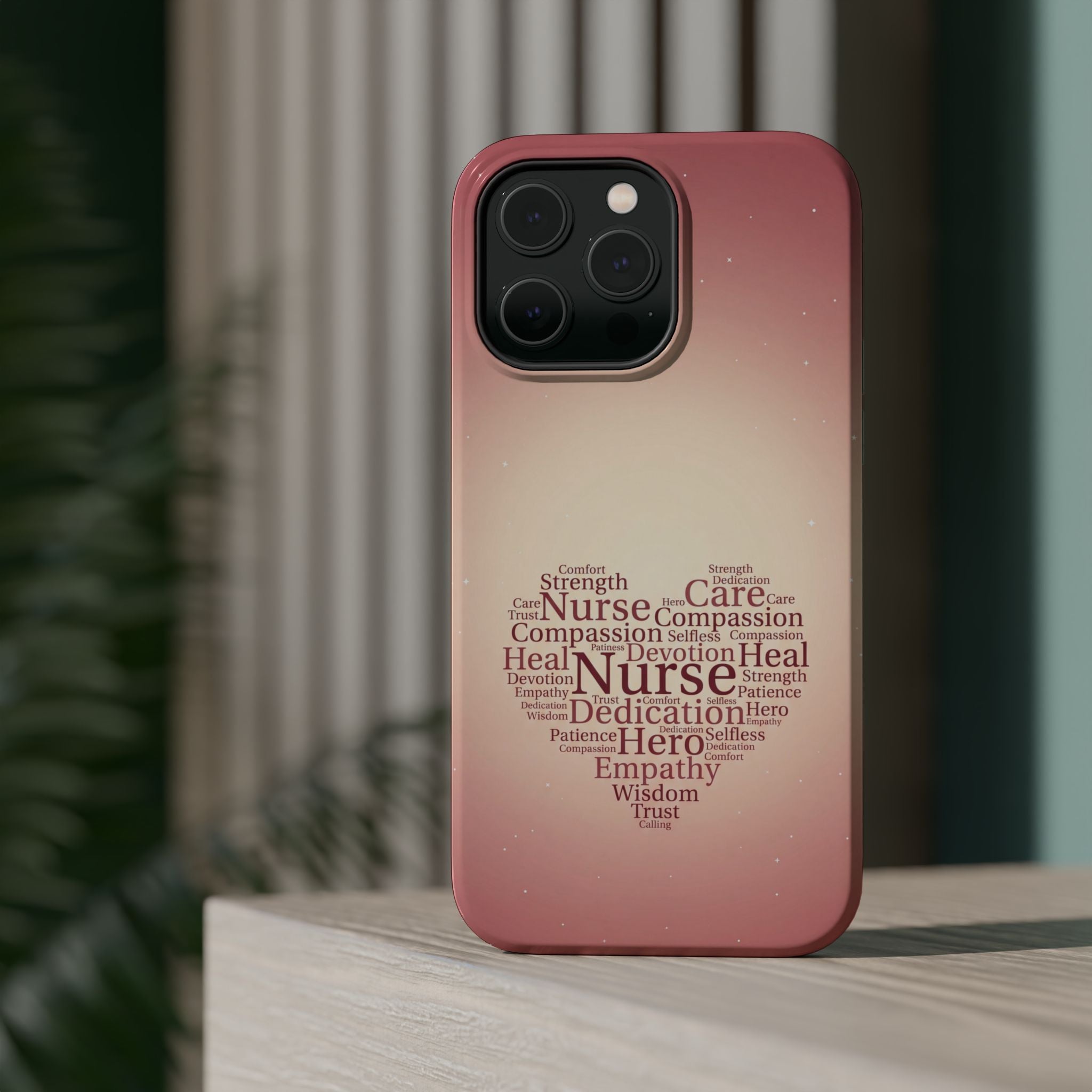 Nurse Heart Word Art Phone Case — Impact-Resistant Wireless Charging Cover