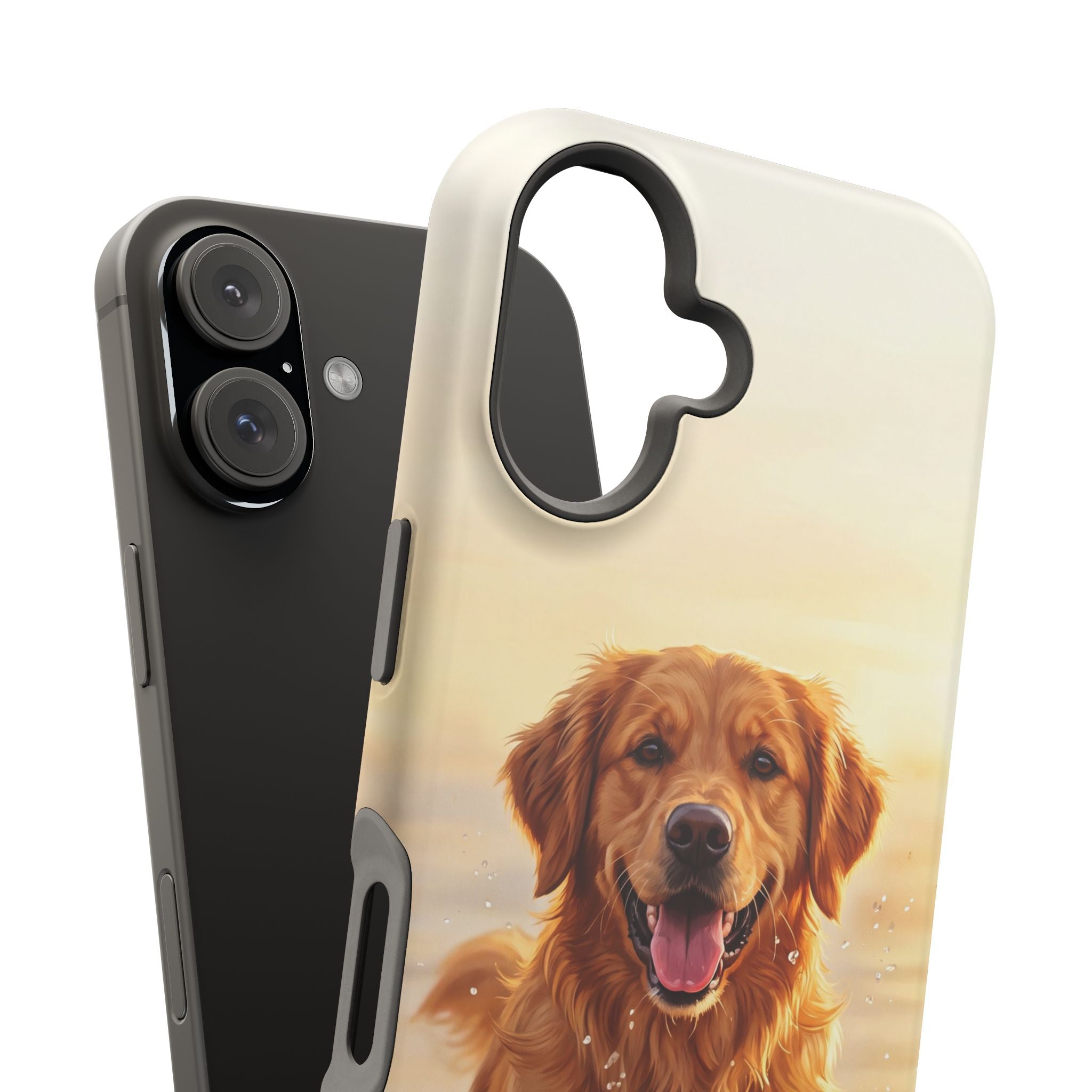 Beach Golden Retriever Phone Case — Impact-Resistant Wireless Charging Cover