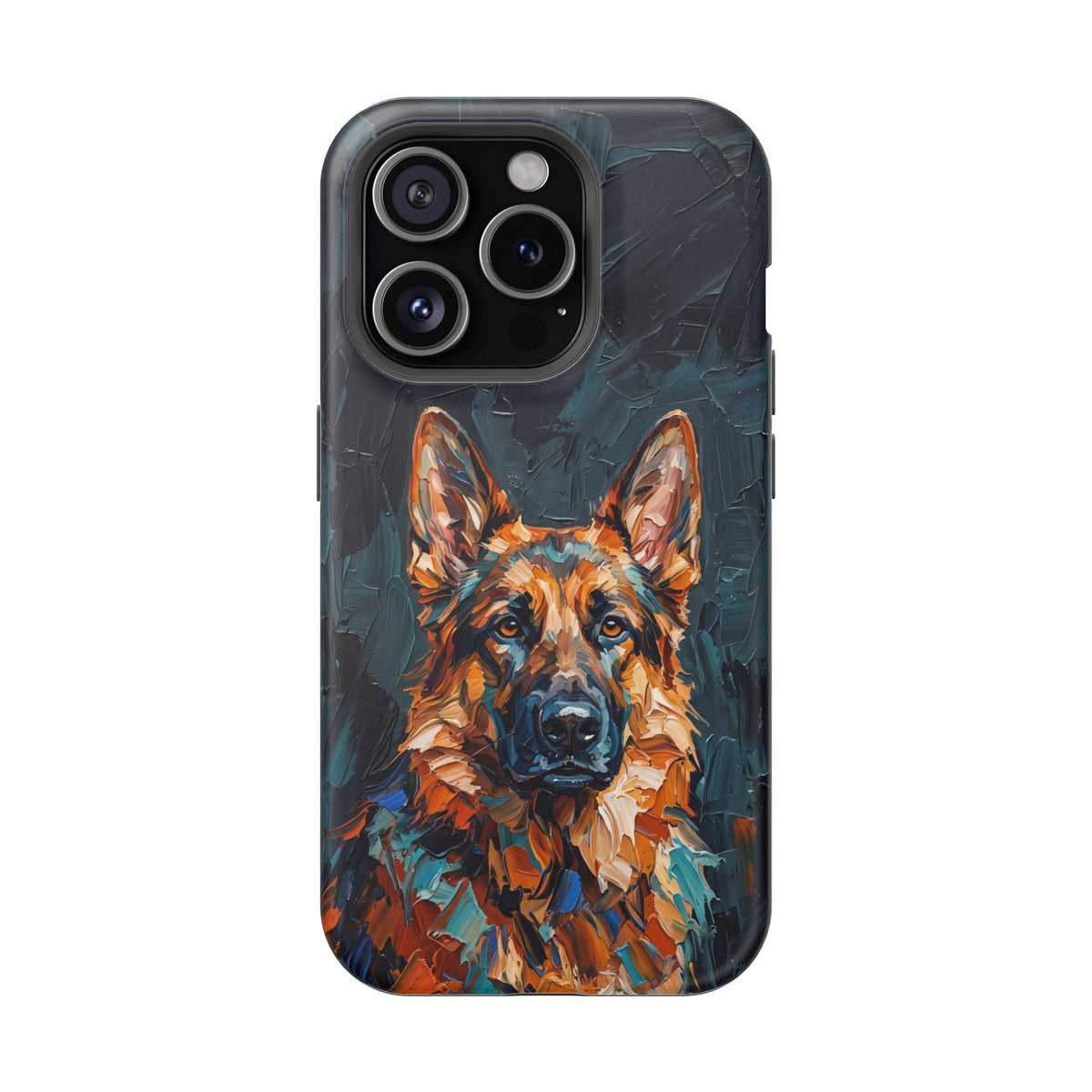 German Shepherd Phone Case | Palette Knife Painting Art — Tough Magnetic Case with Wireless Charging