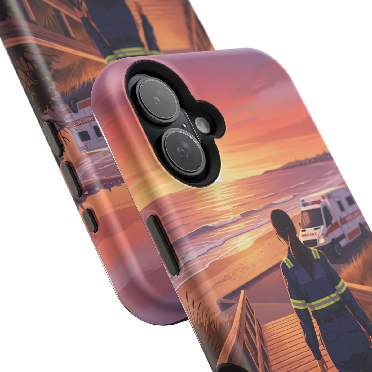 Sunset Boardwalk Personalized Paramedic Phone Case — Wireless Charging Cover