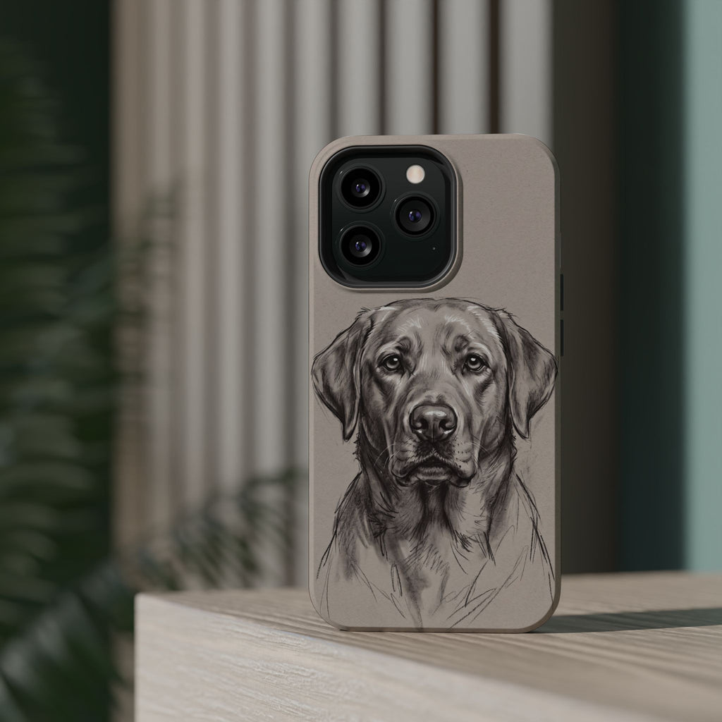 Charcoal Sketch Labrador Phone Case — Tough Magnetic Case with Wireless Charging