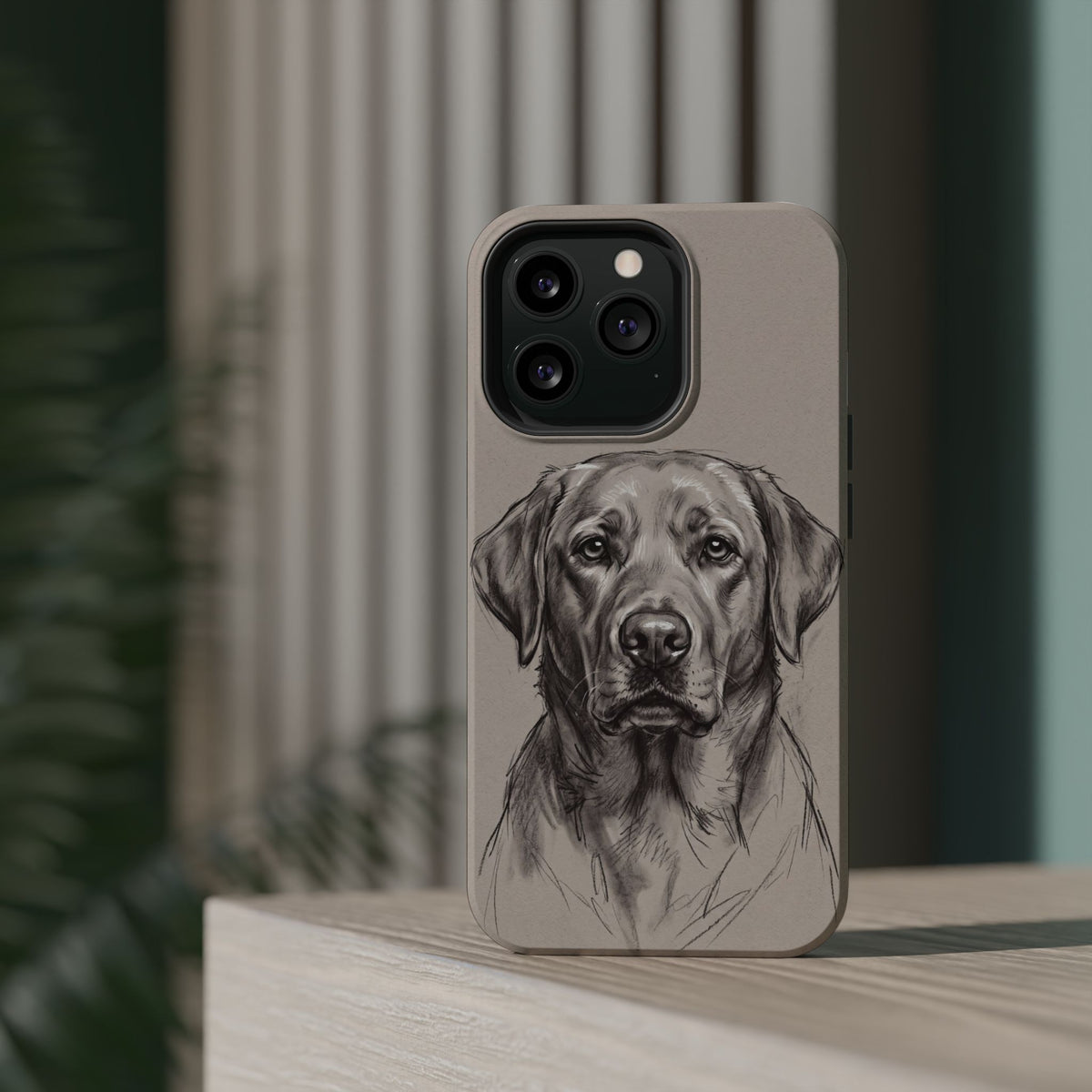 Charcoal Sketch Labrador Phone Case — Tough Magnetic Case with Wireless Charging