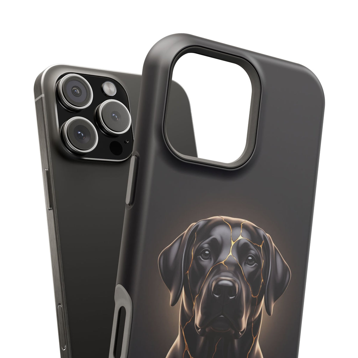 Personalized Obsidian Kintsugi Labrador Phone Case — Tough Magnetic Case with Wireless Charging