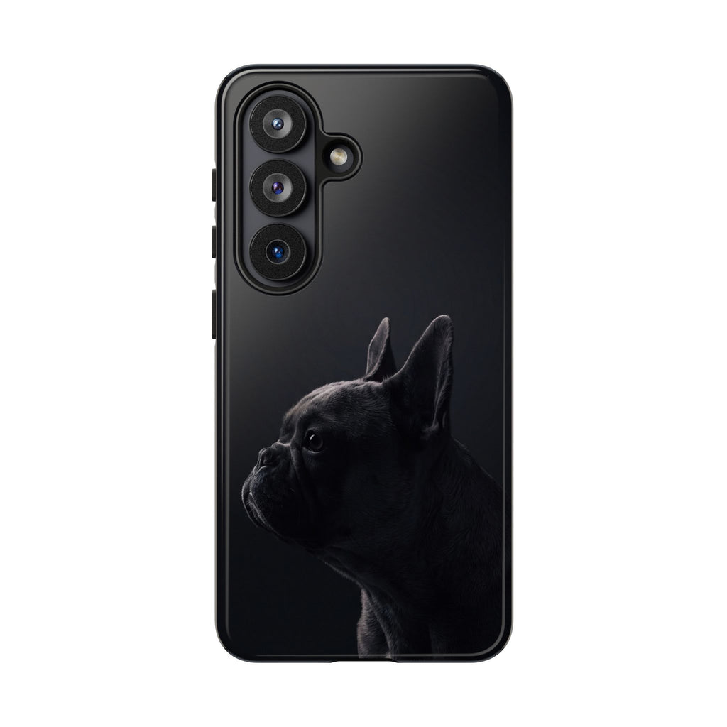 Silhouette French Bulldog Phone Case | Minimalist Black-on-Black Frenchie Profile | iPhone & Samsung