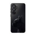 Silhouette French Bulldog Phone Case | Minimalist Black-on-Black Frenchie Profile | iPhone & Samsung
