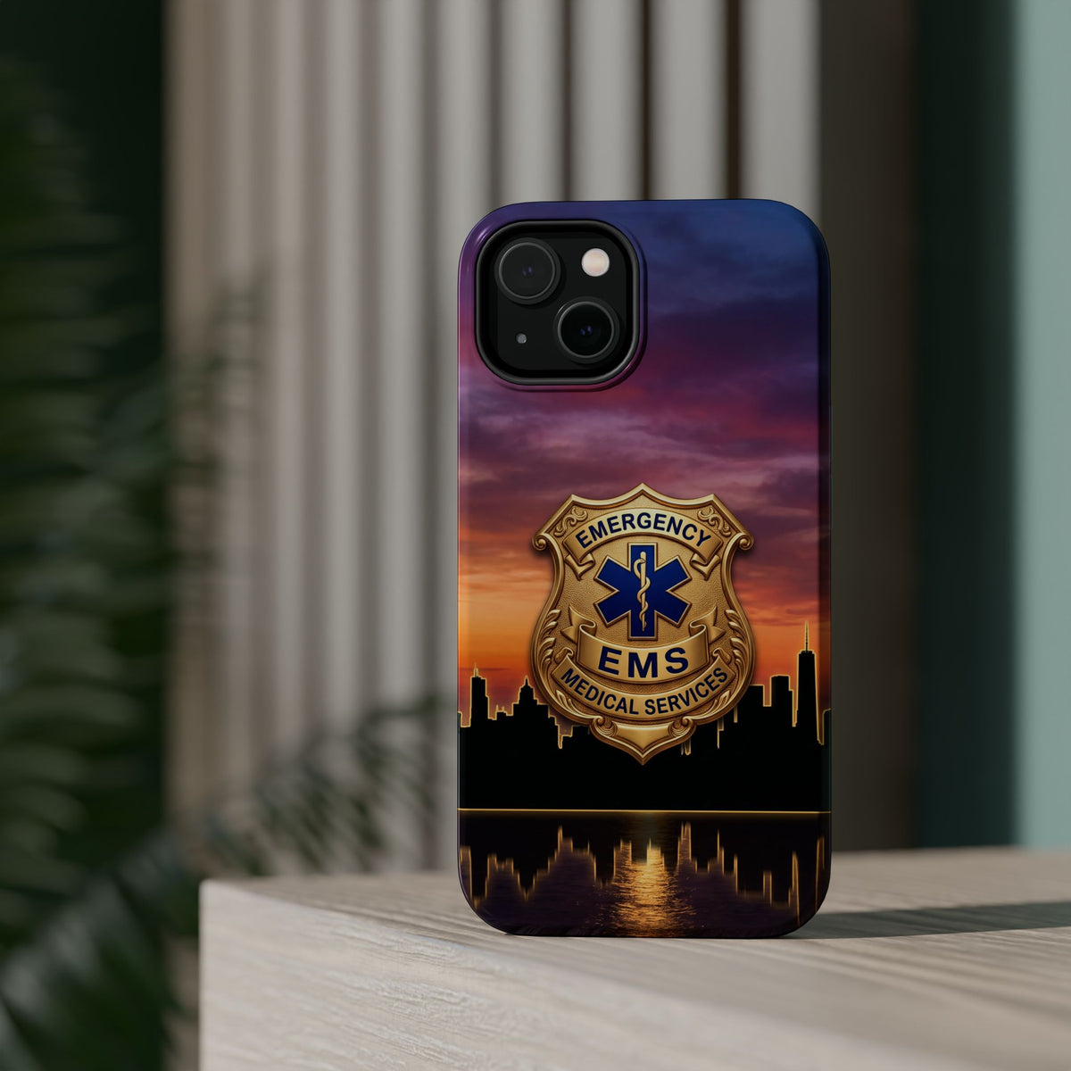 EMS Badge Sunset Skyline Phone Case — Magnetic Wireless Charging Cover