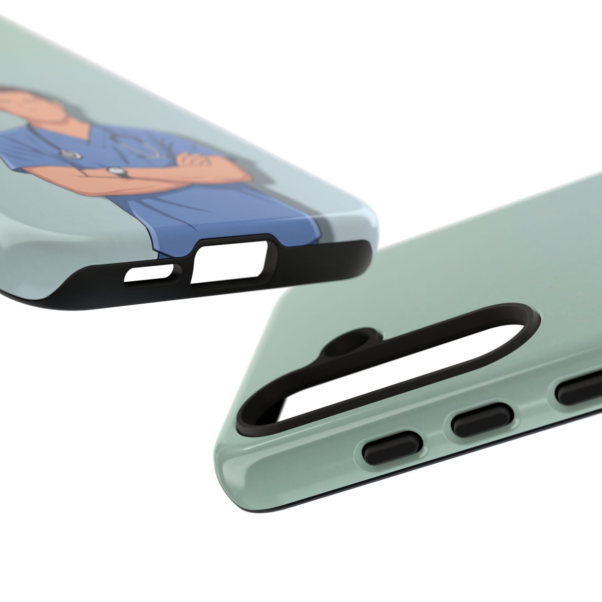 Male Nurse Phone Case | Confident Nurse in Blue Scrubs Illustration | iPhone & Samsung