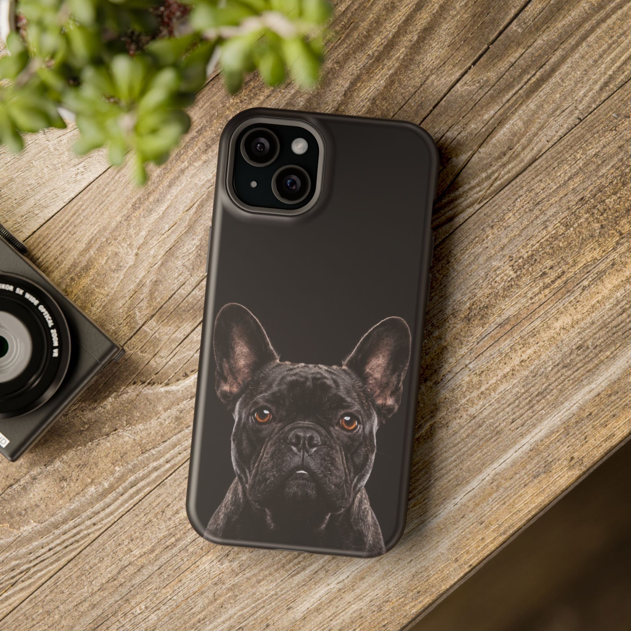 Black French Bulldog Phone Case — Impact-Resistant Wireless Charging Cover