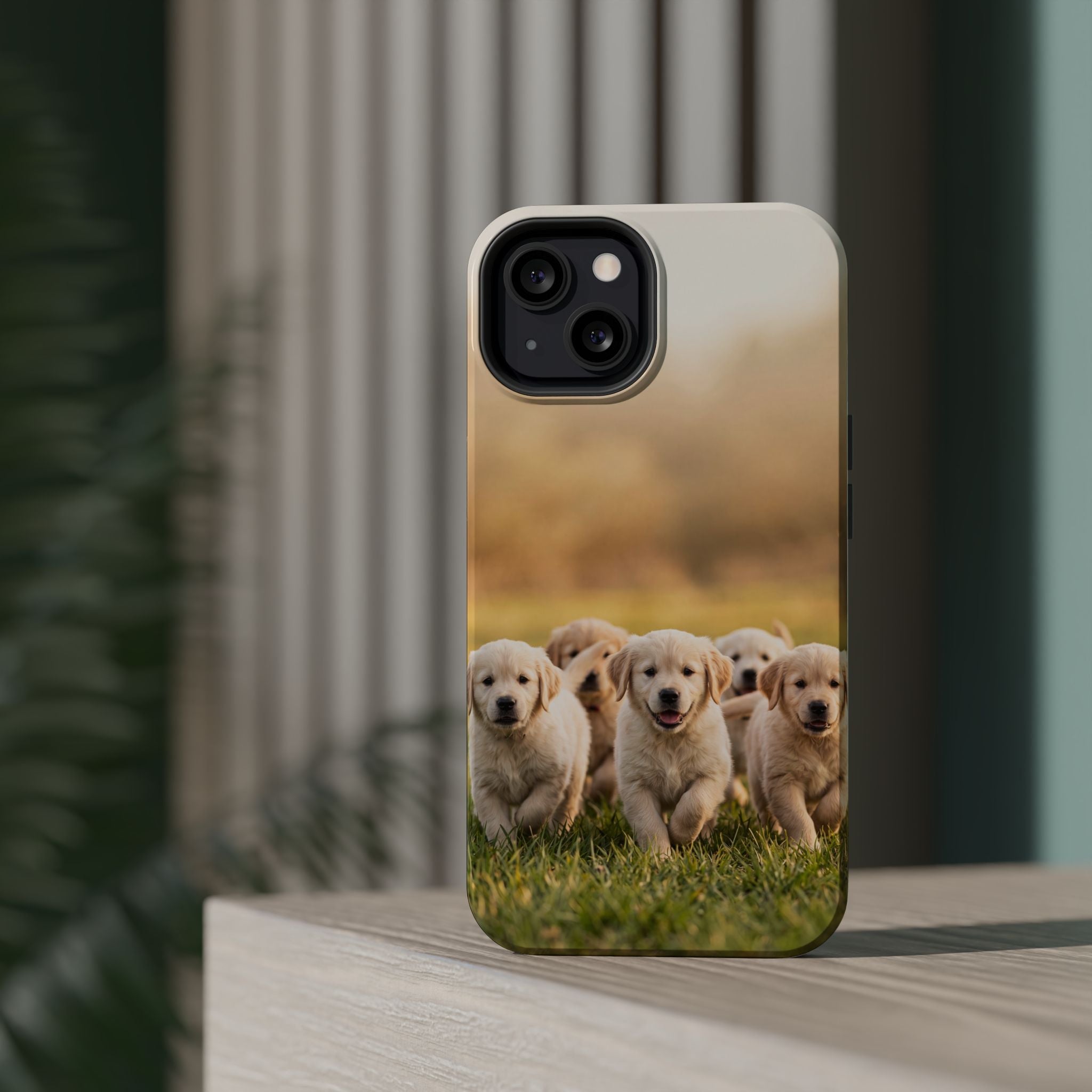 Golden Retriever Puppies Phone Case — Impact-Resistant Wireless Charging Cover