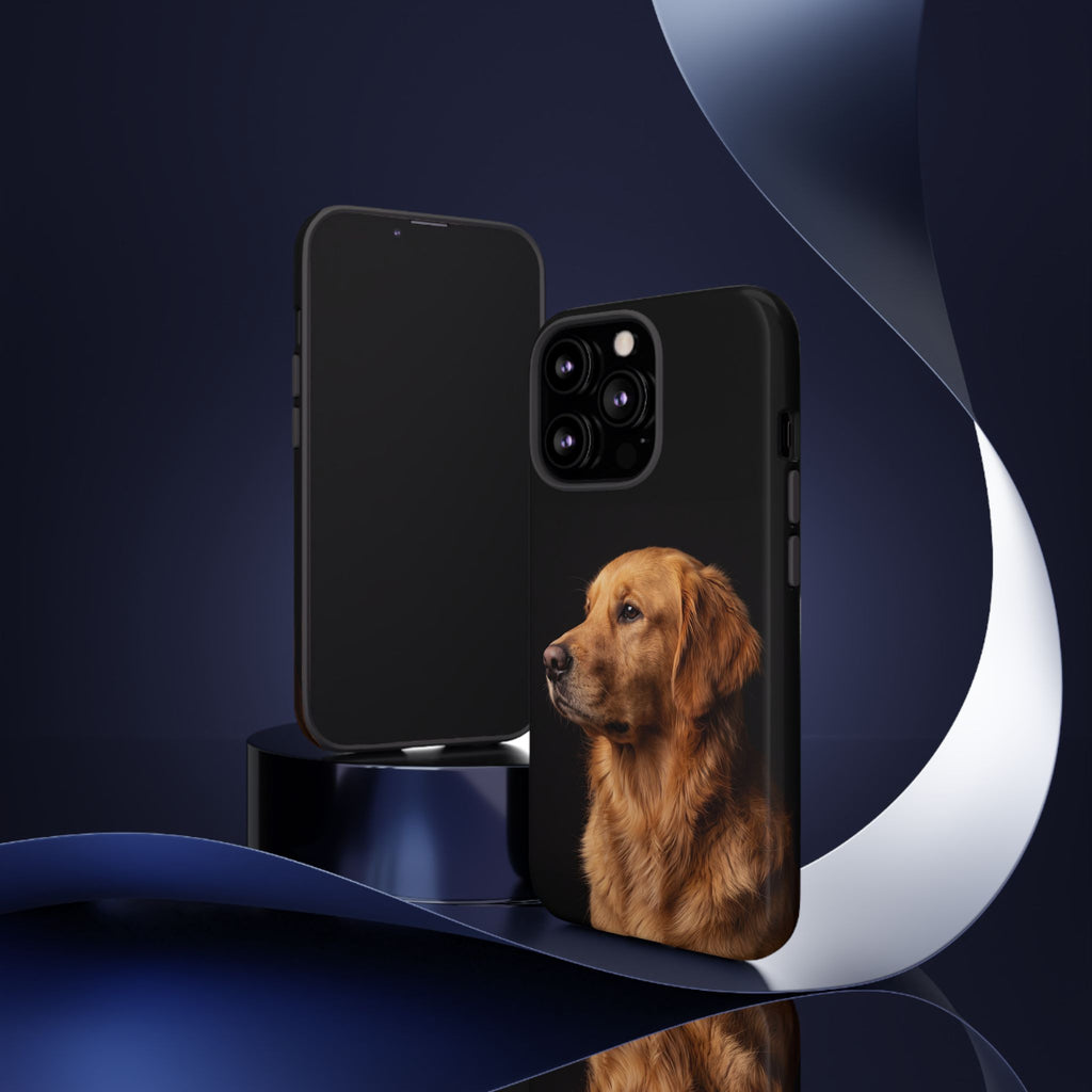 Golden Retriever Portrait Phone Case | Realistic Dog Photo on Black Background | iPhone & Samsung