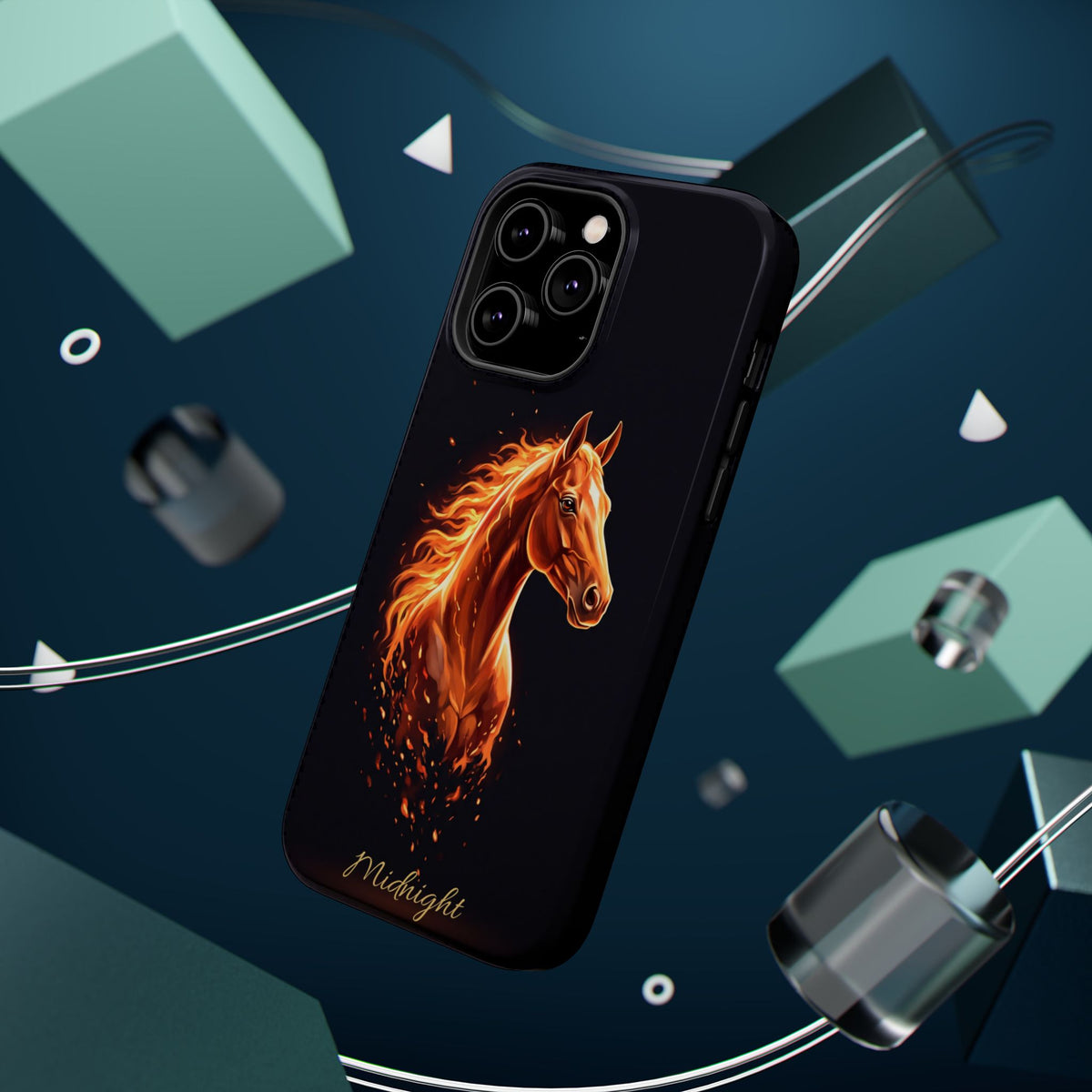 Personalized Fire & Ember Horse Phone Case — Tough Magnetic Case with Wireless Charging