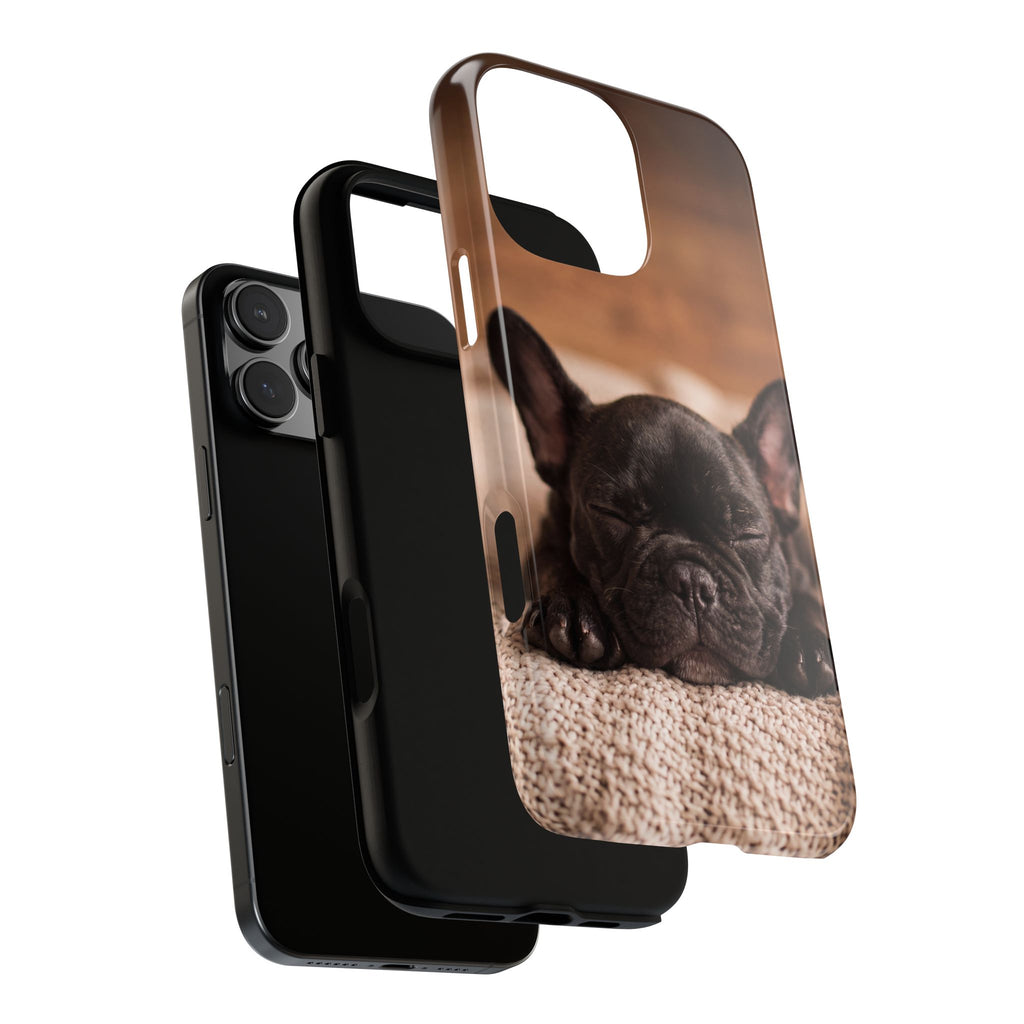 Sleeping French Bulldog Phone Case | Cozy Frenchie Resting on Blanket | iPhone & Samsung