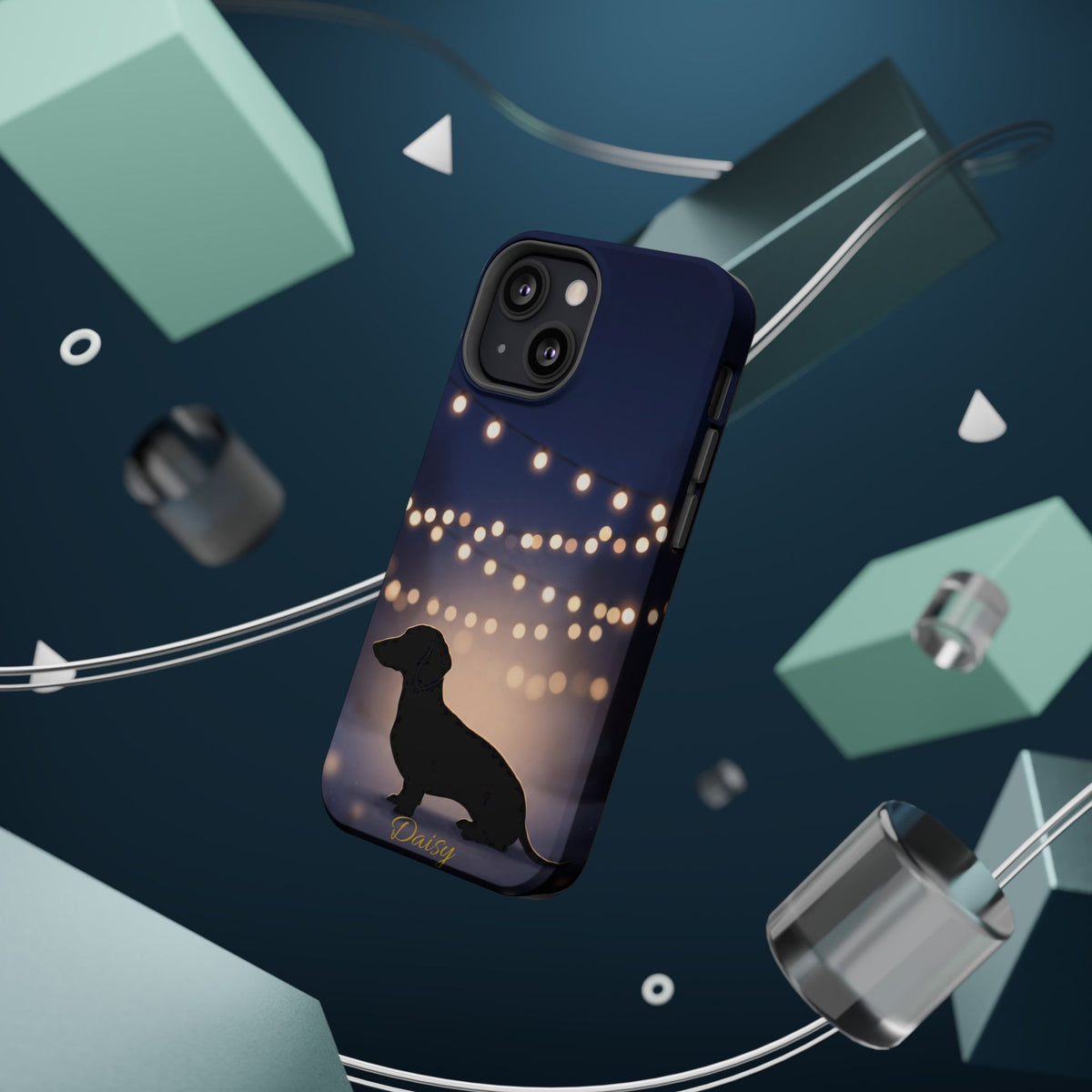 Personalized Dachshund Fairy Lights Phone Case — Wireless Charging Cover