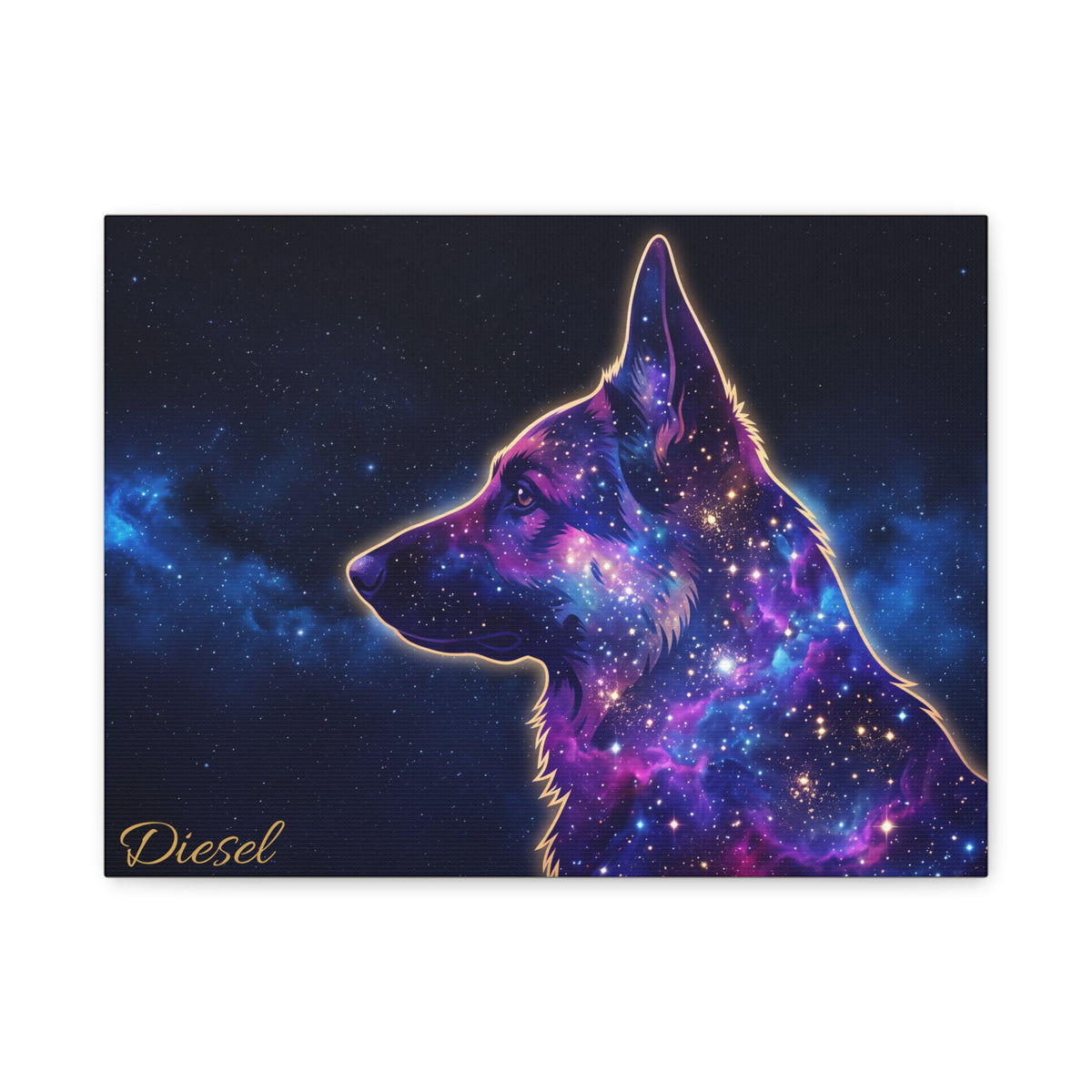 German Shepherd Personalized Canvas | Galaxy Silhouette Wall Art