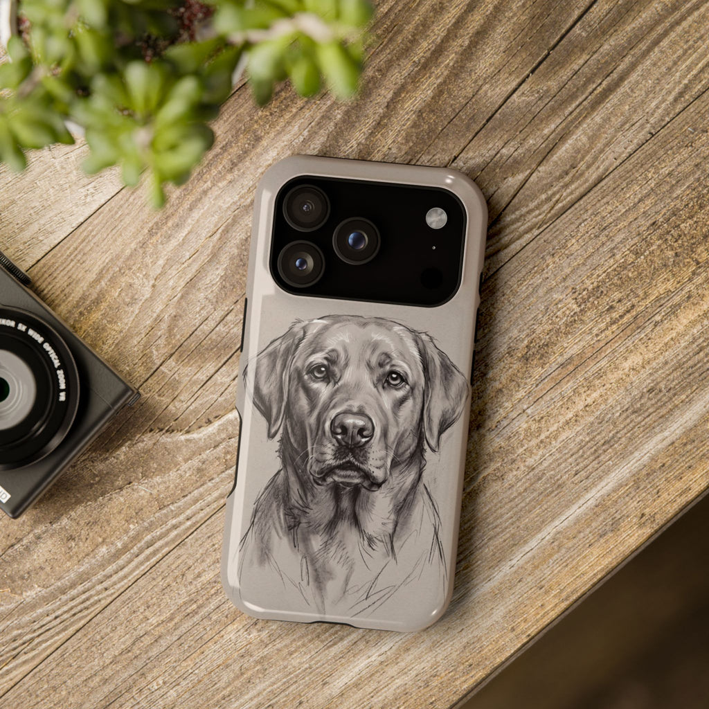 Charcoal Sketch Labrador Phone Case — Tough Magnetic Case with Wireless Charging
