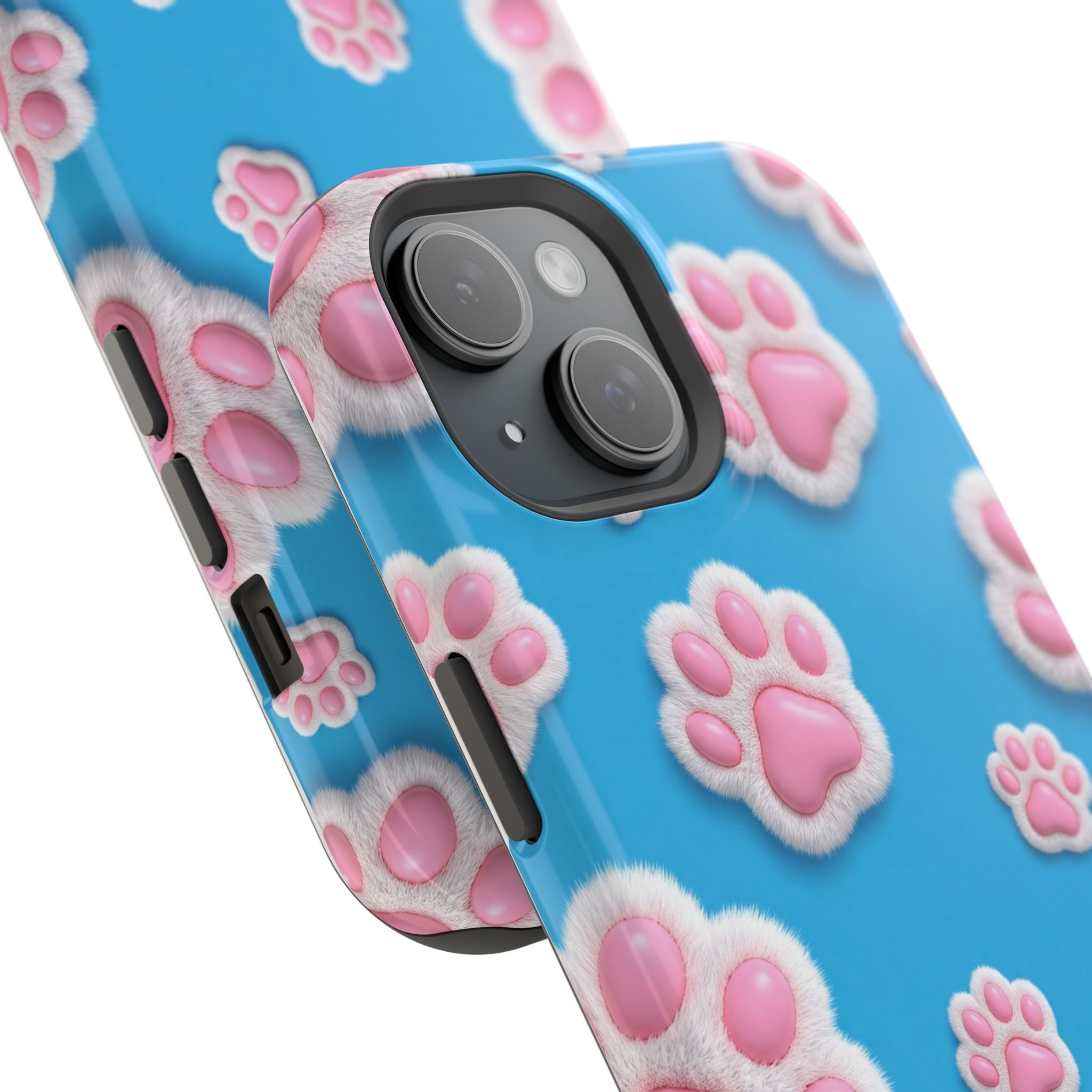 Fluffy Paw Print Phone Case | Cute 3D Pink Paw Pattern Case for Dog & Cat Lovers | iPhone & Samsung