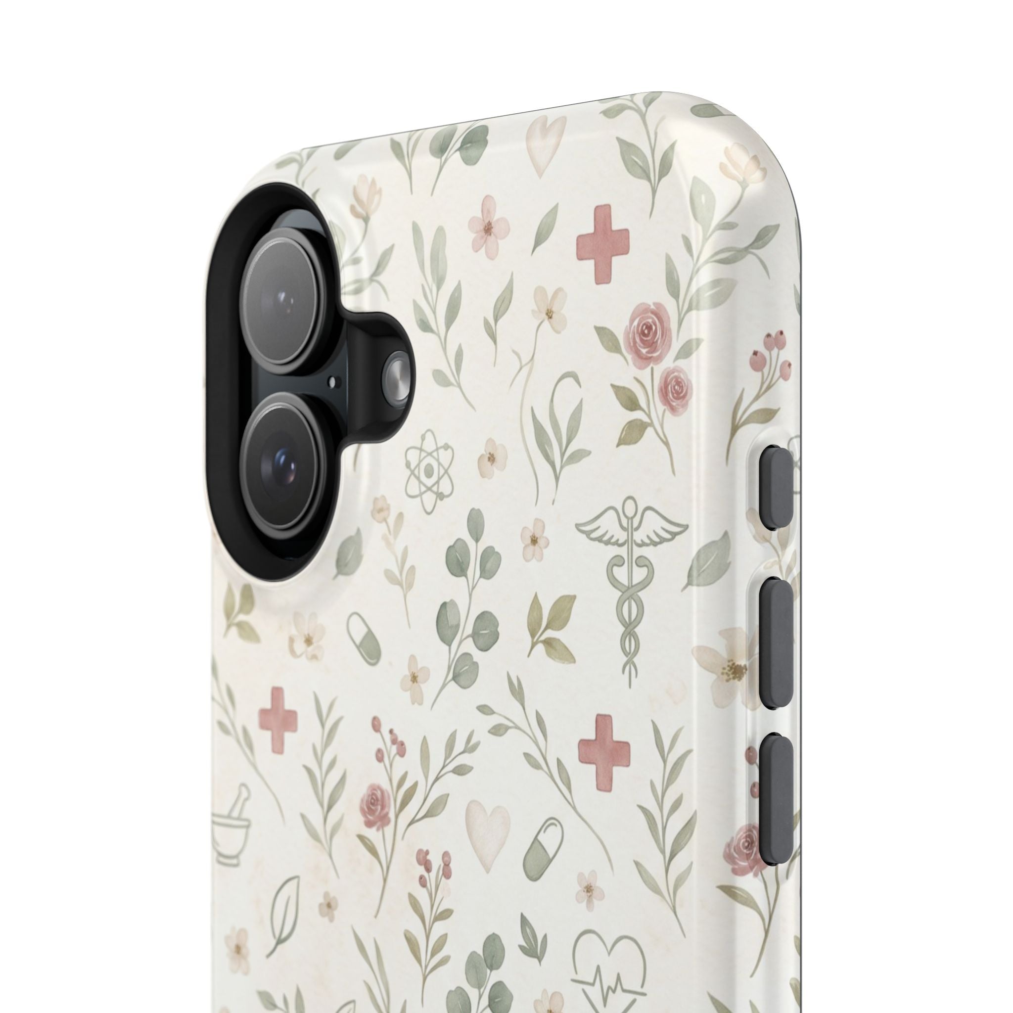 Floral Nurse Phone Case — Impact-Resistant Wireless Charging Cover