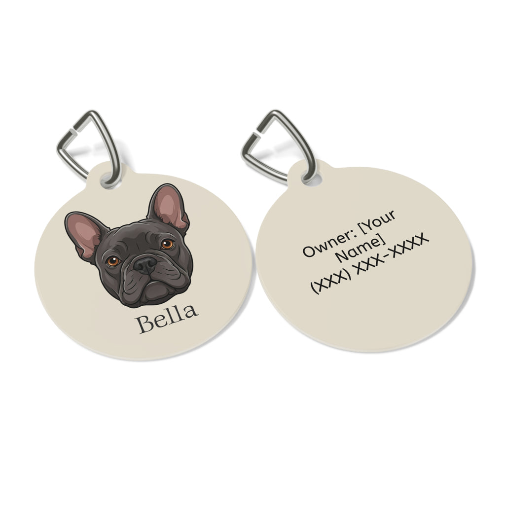 Personalized French Bulldog Pet Tag – Custom Photo & Name Dog ID Tag