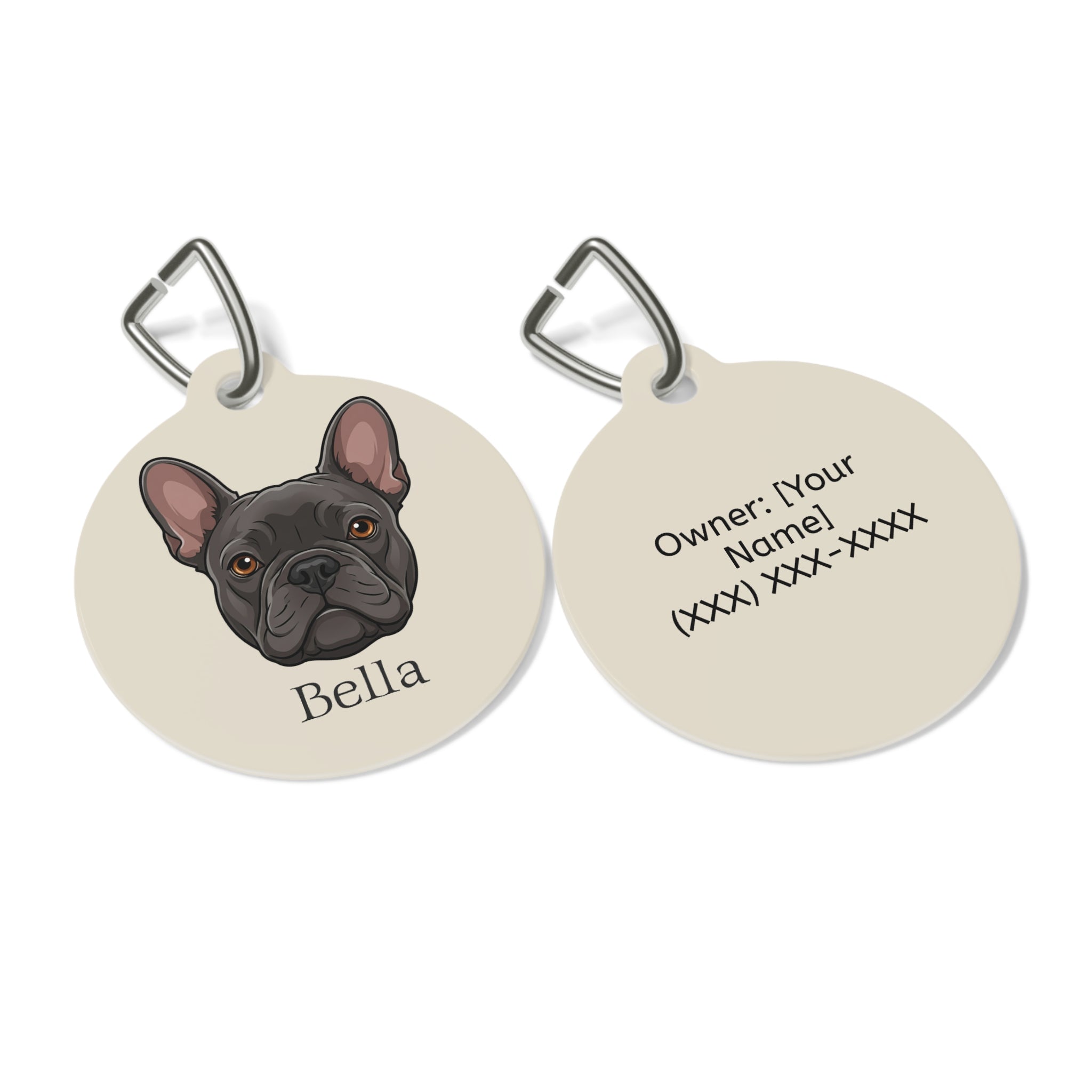 Personalized French Bulldog Pet Tag – Custom Photo & Name Dog ID Tag