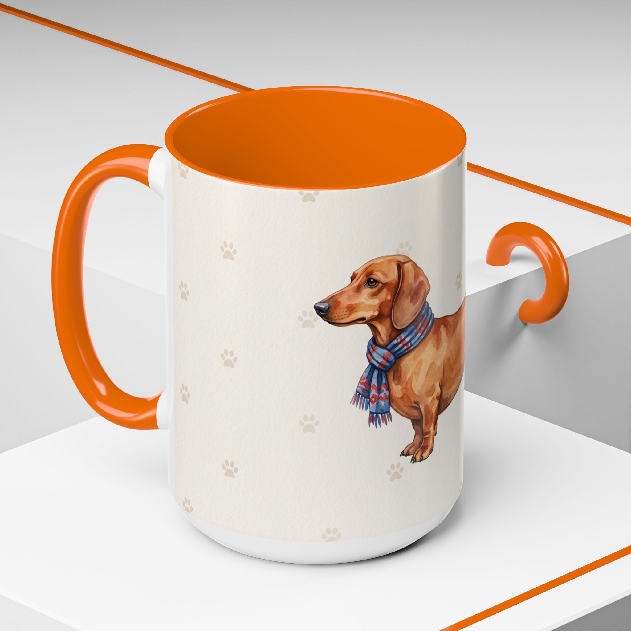 Dachshund Lover Mug – Wiener Dog with Scarf, Cute Watercolor Dachshund Gift Mug