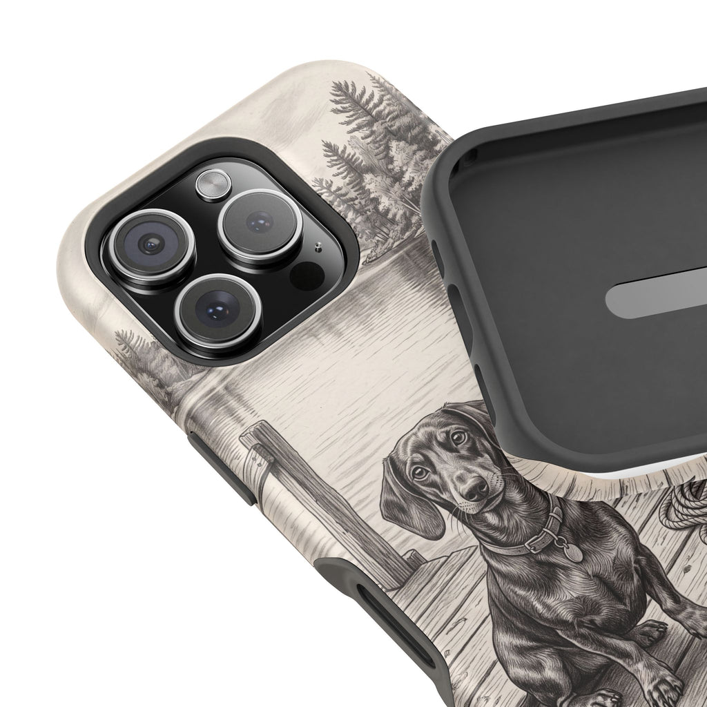 Personalized Dachshund Sunset Beach Phone Case — Wireless Charging Cover
