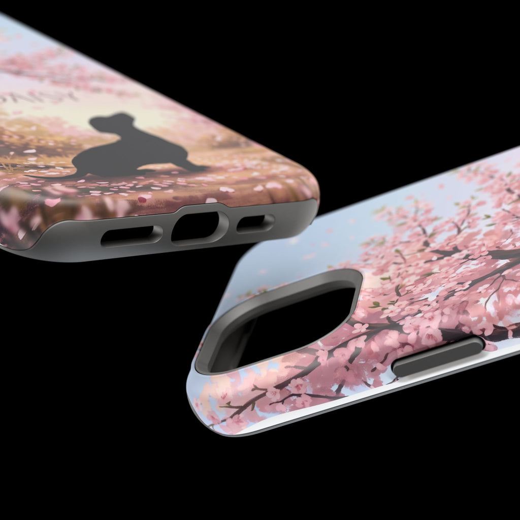 Personalized Dachshund Cherry Blossom Phone Case — Wireless Charging Cover