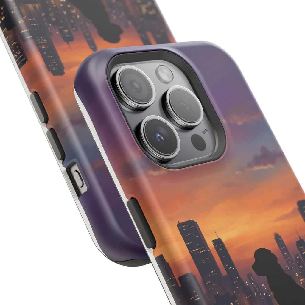 Personalized Golden Retriever City Skyline Phone Case — Wireless Charging Cover