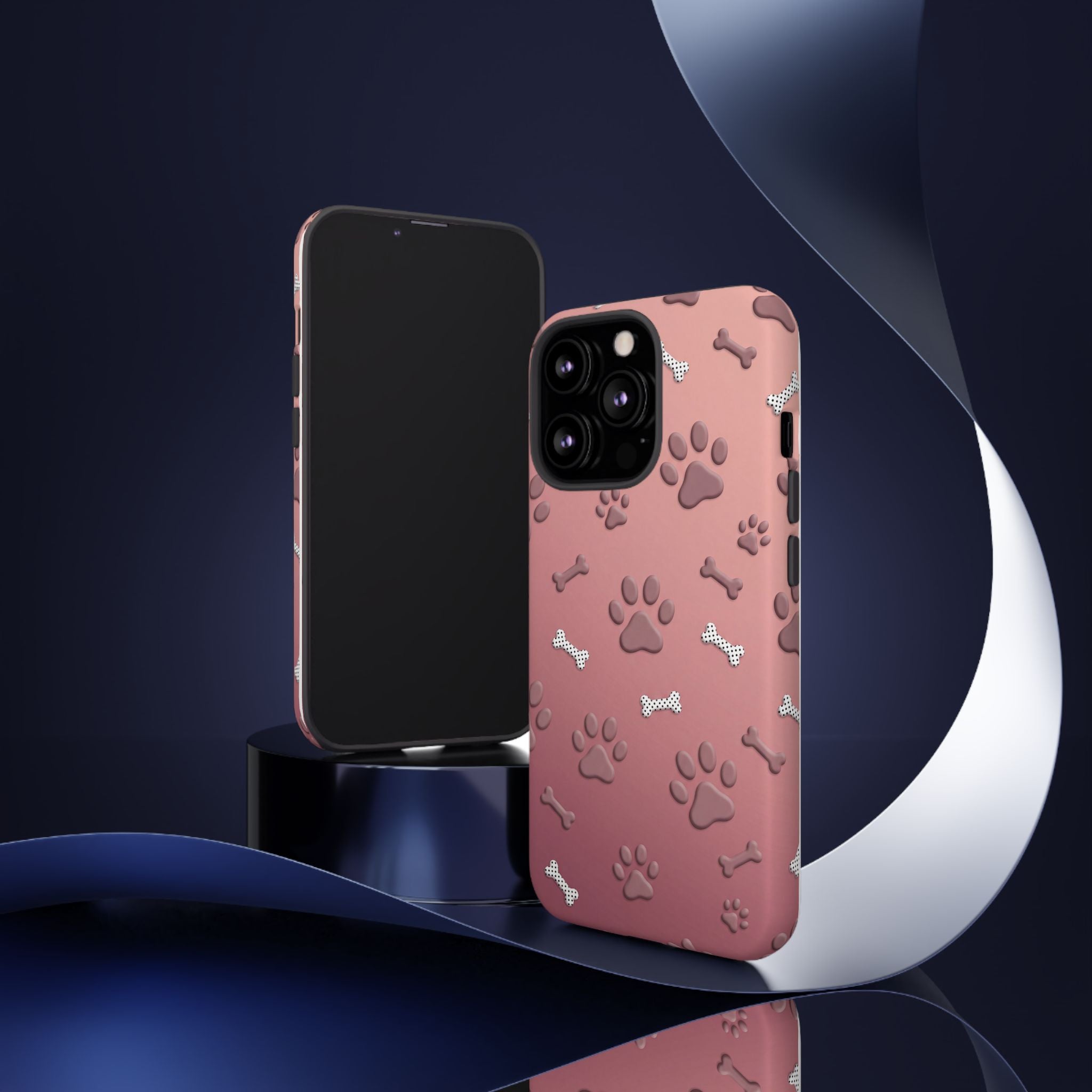 iPhone & Samsung Phone Case | Paw Print & Bone  | Dusty Rose Pattern Case for Frenchie Lovers